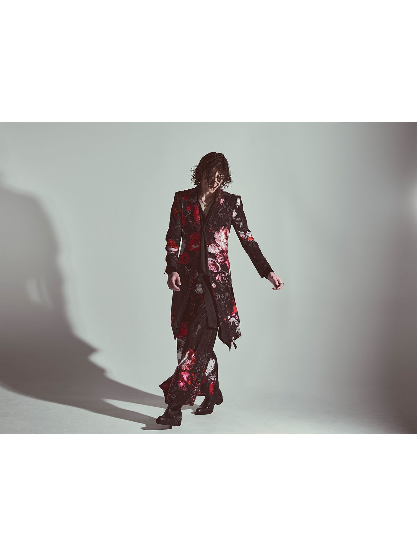 【予約品 6月29日(月) 締切】Goth Flora Suede Satin Flare Jacket / フレアジャケット / ブラック