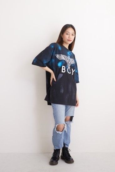 BRUSH DYE EAGLE T-SHIRTS/ ブルー 【BOY LONDON】