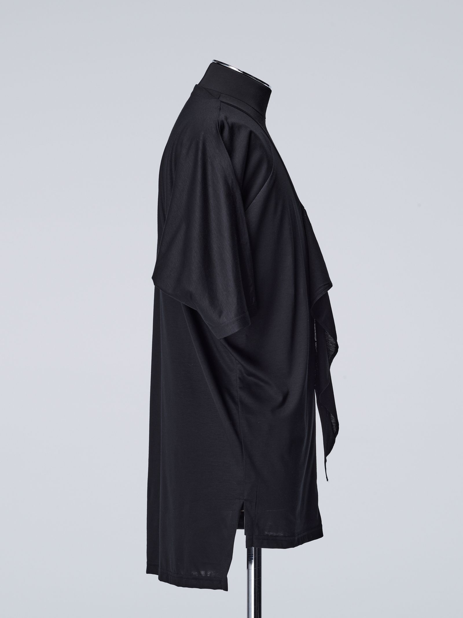 《予約品》 ViscoseOrganicFrillVDolmanT-Shirt / Tシャツ  / ブラック 【THE ONENESS】 5月中入荷予定