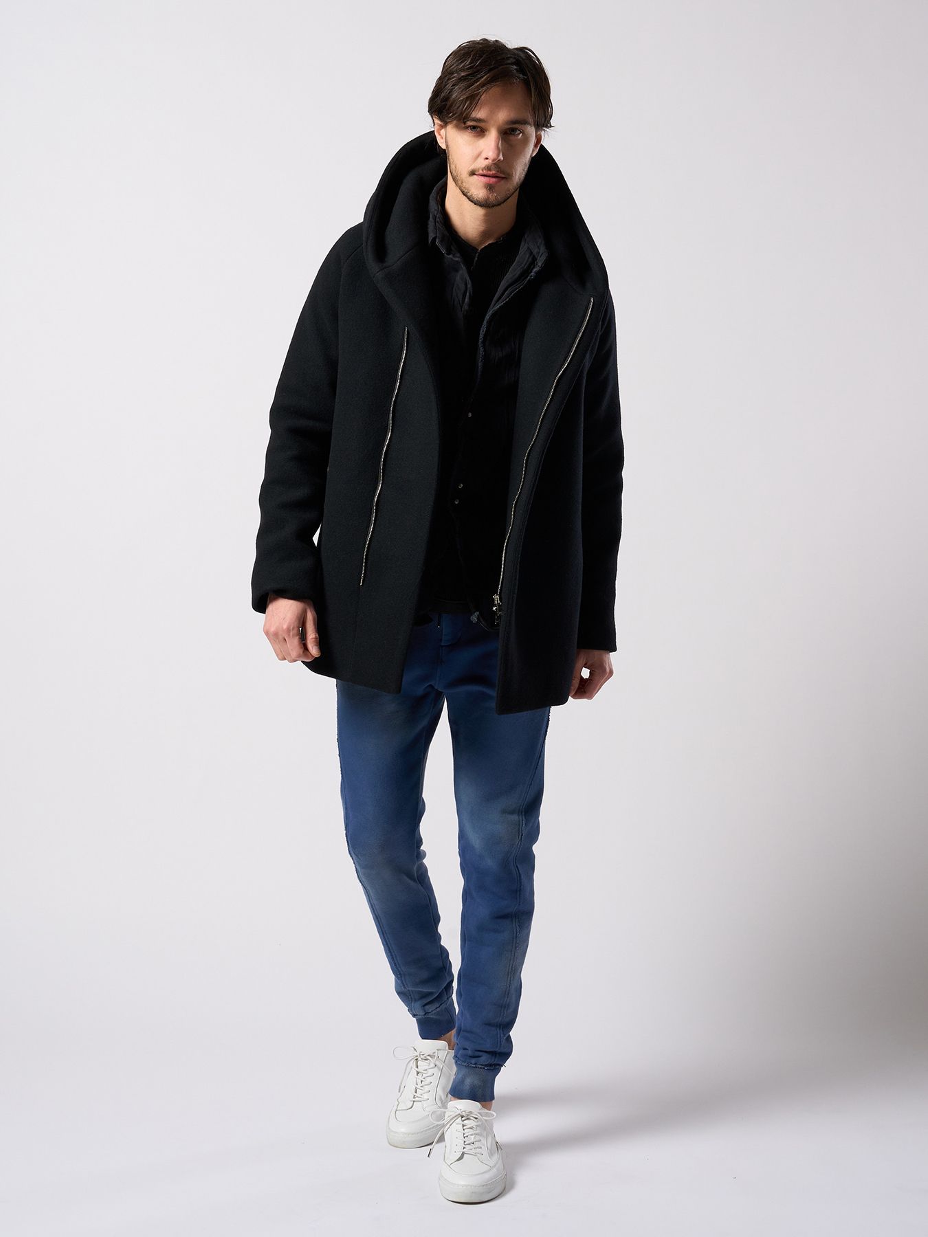 【予約品 4月19日(日) 18時締切】fade switching rib sweat pants / フェードスイッチング リブスウェットパンツ / フェードネイビー