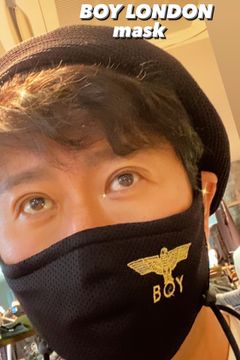 MBROIDERED LOGO 3D ADJUSTABLE MASK / Black×Gold 【BOY LONDON】
