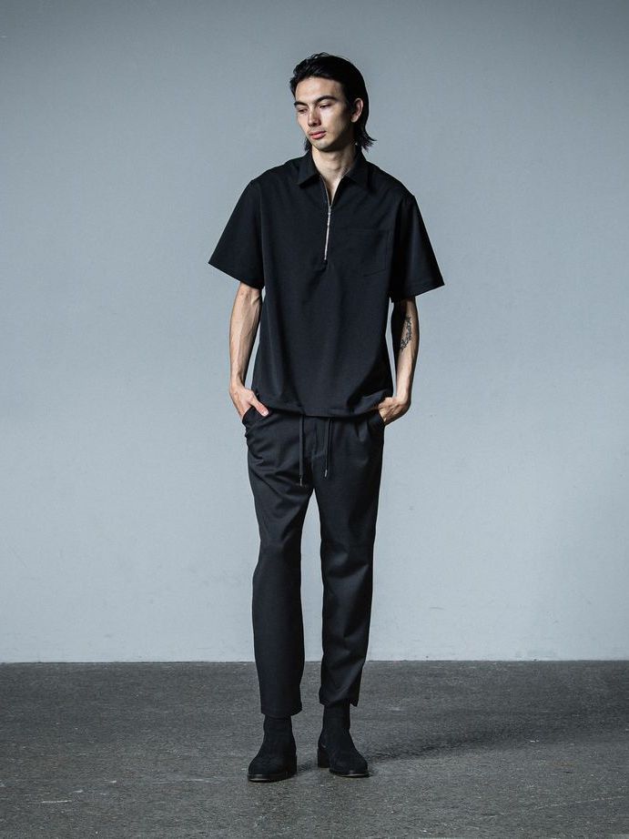 《予約品》 PULLOVER HALF SHIRT  / ハーフジップシャツ / ブラック