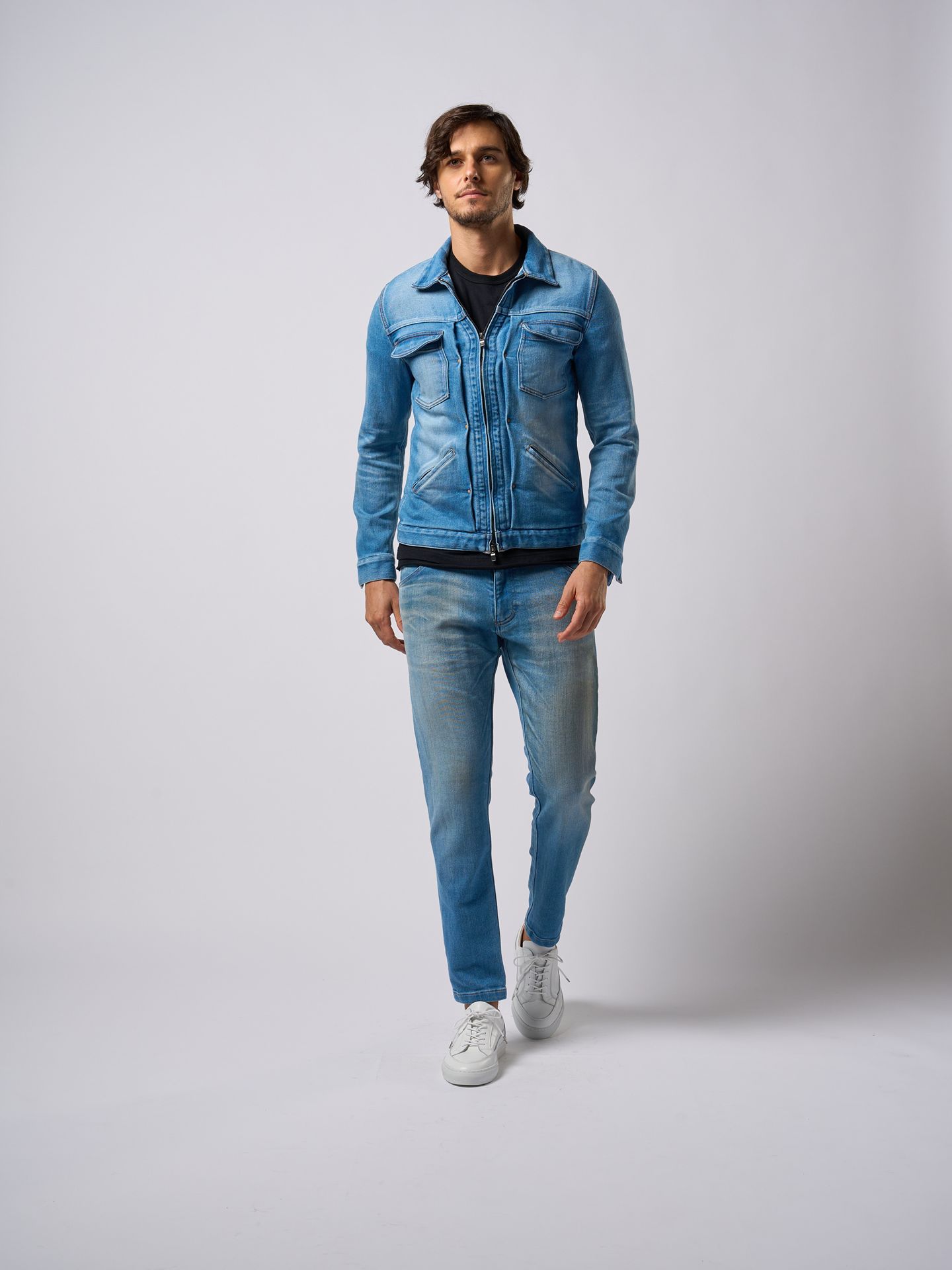 【予約品9月19日 10時締め】 denim jersey zip blouson / ブルゾン / l.used
