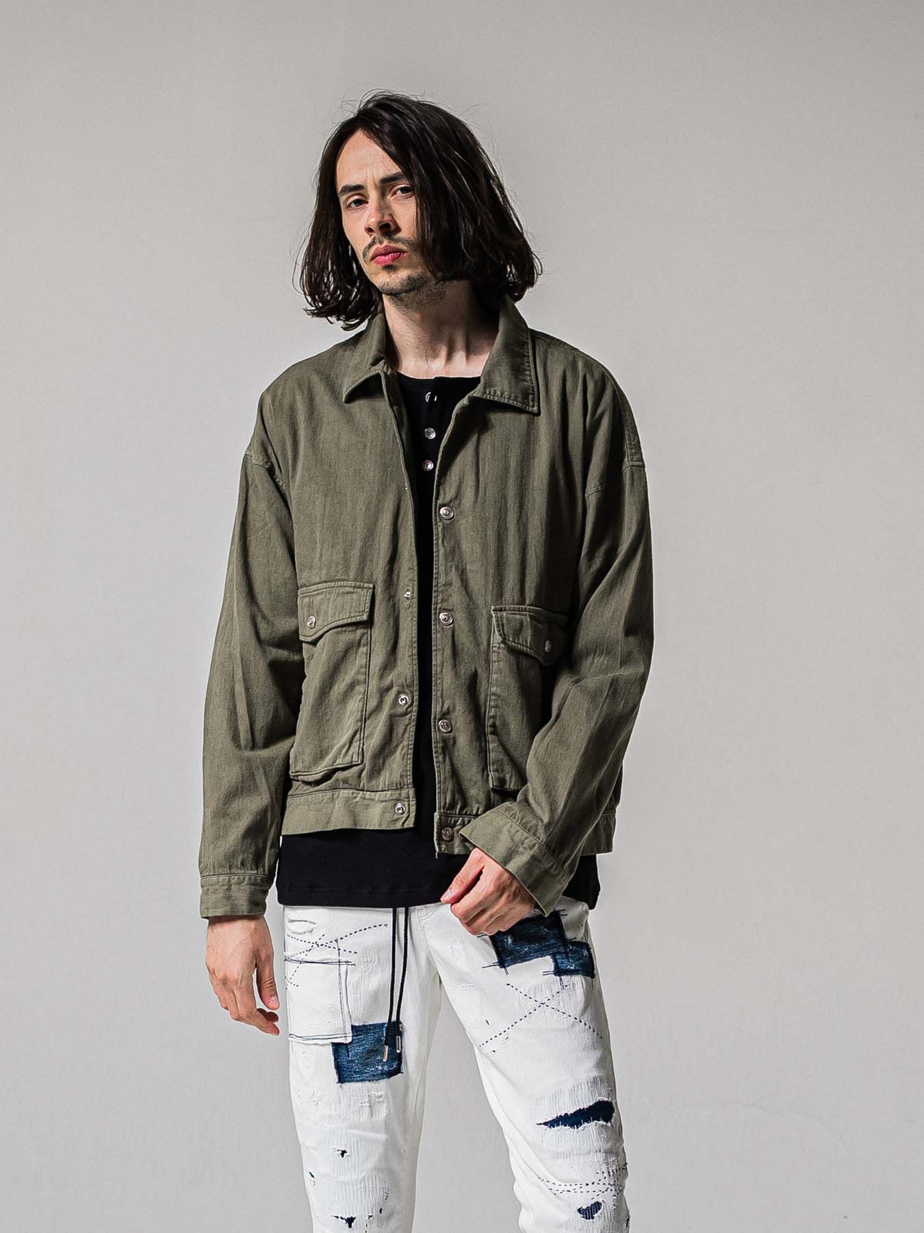 【予約品 11月16日(日) 締切】LDENIM AG FLIGHT JK / ライトデニム ミリタリージャケット / カーキ