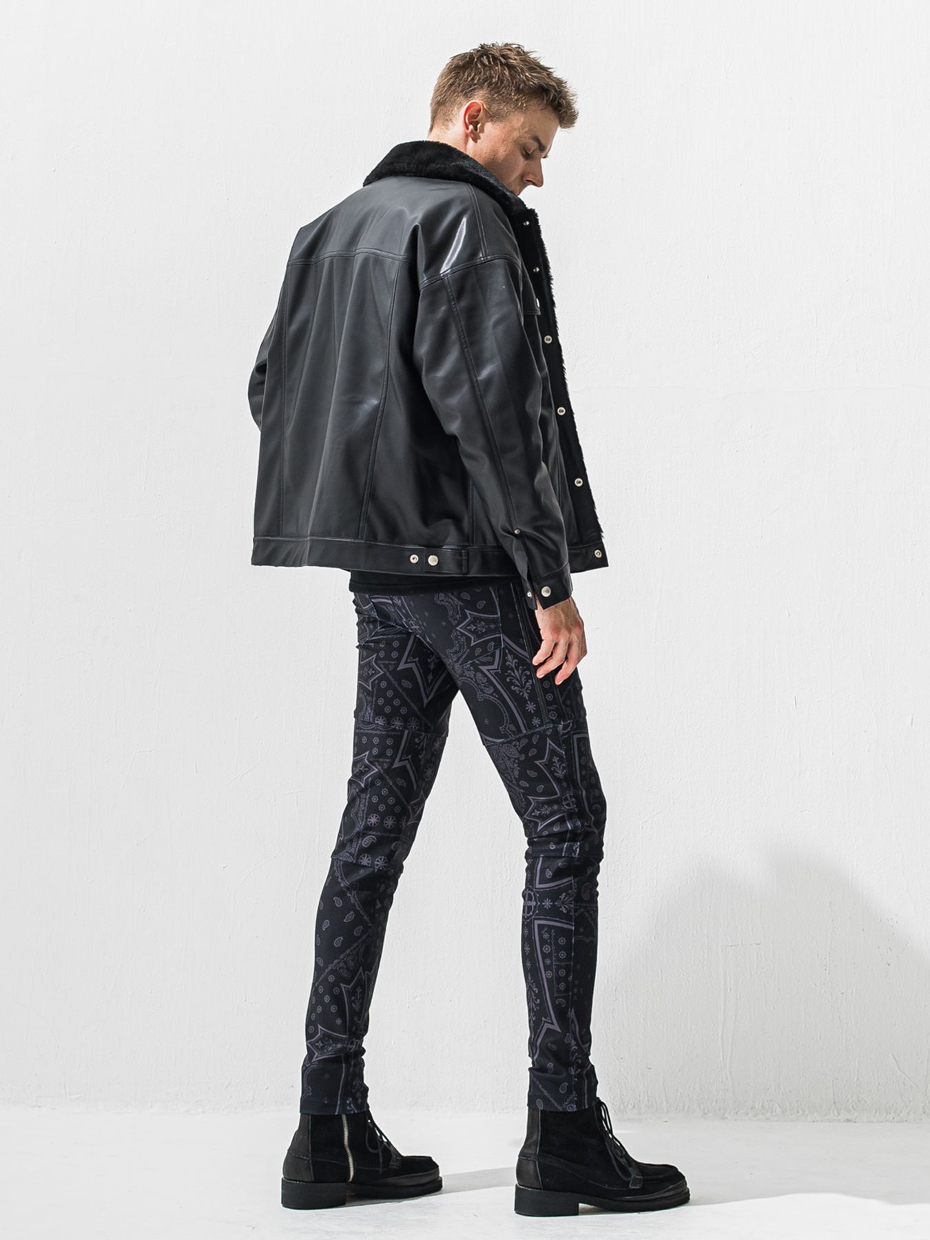 【予約品 9月6日(日) 締切】LEATHER FUR OVER G / レザー ファー オーバー Gジャン / ブラック