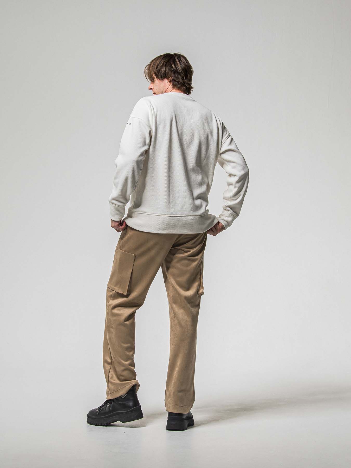 【予約品 8月31日(日) 締切】VELOURS FLEECE THERMAL LOOSE TRAINER / ベロアフリース サーマル ルーズトレーナー / ホワイト