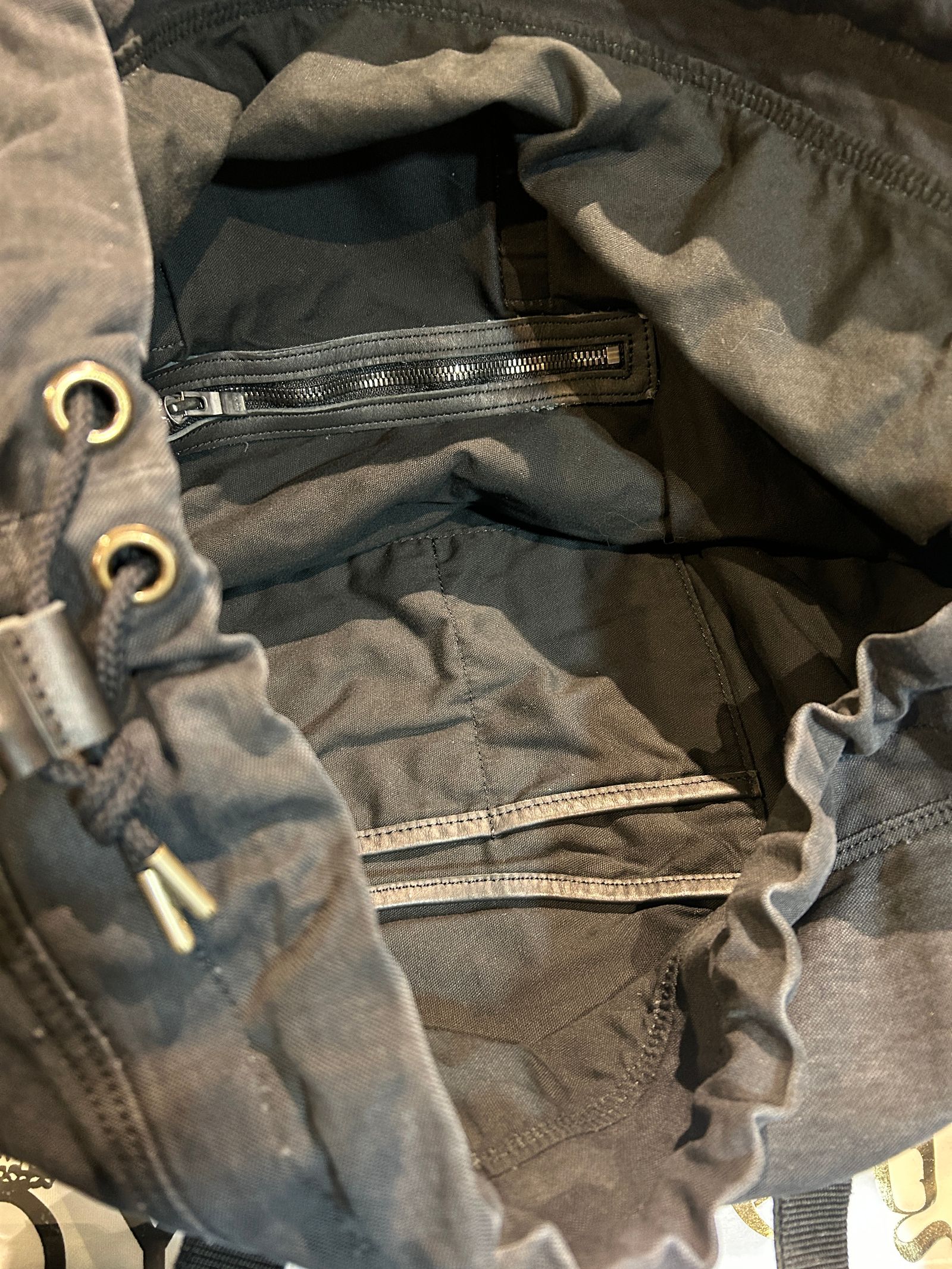 vintage drawstring tote bag / ヴィンテージ ドローストリング トートバッグ / ブラック