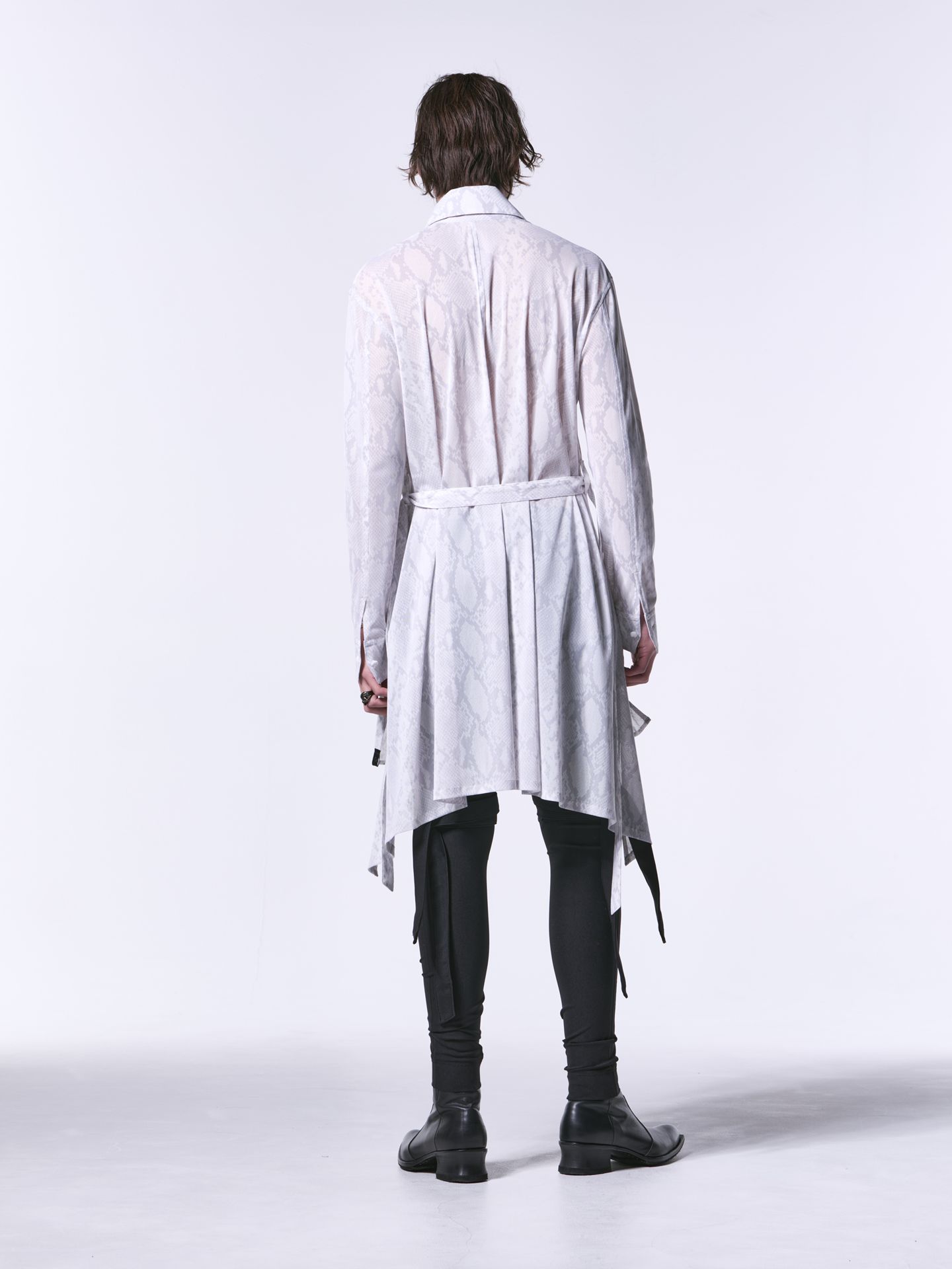 《予約品1月13日 10時締め》 FlareShirt / メッシュフレアシャツ / ホワイトパイソン