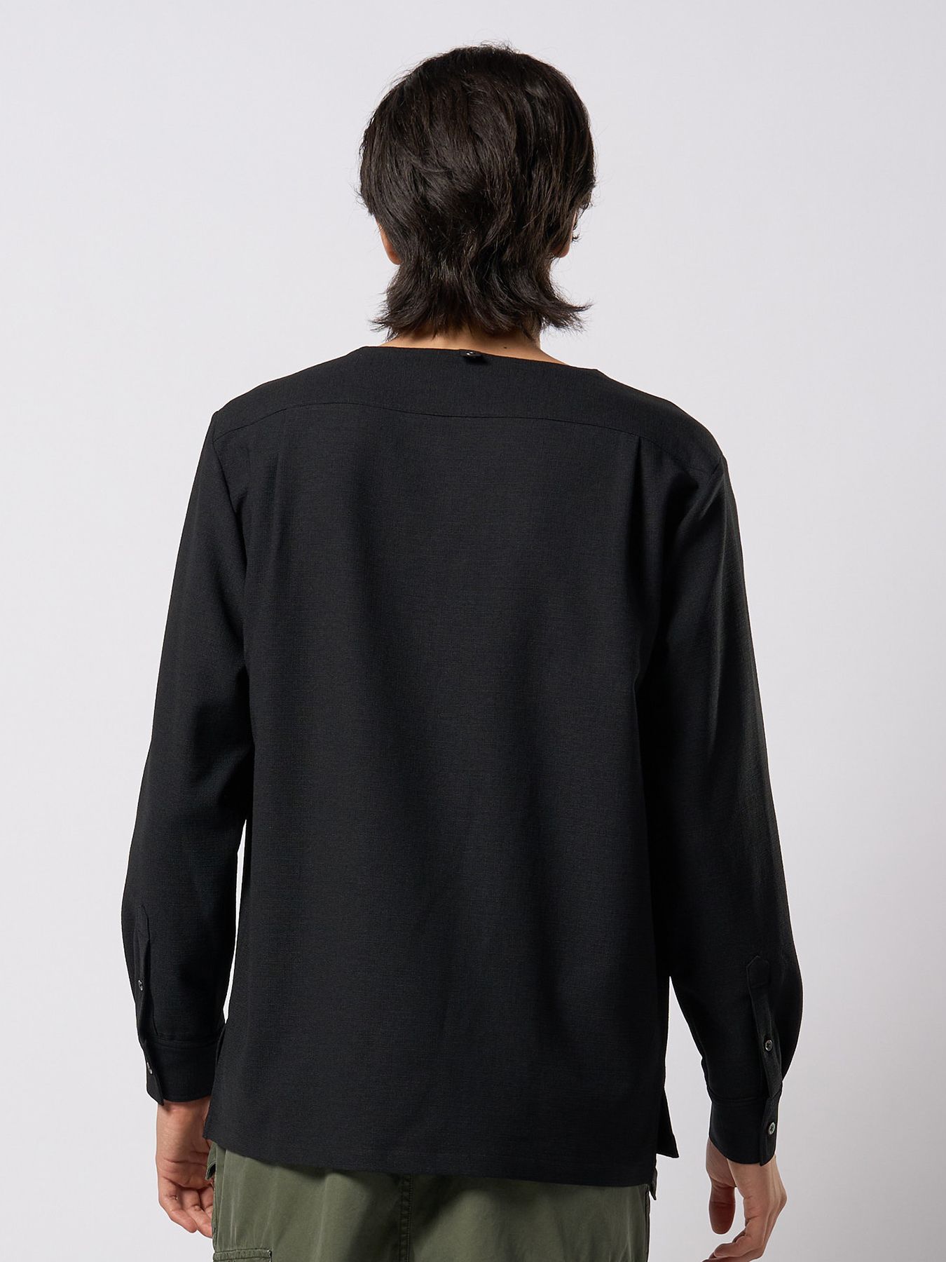 【予約品 9月23日(火) 締切】boat V-neck pullover shirt / ボートVネック プルオーバーシャツ / ブラック