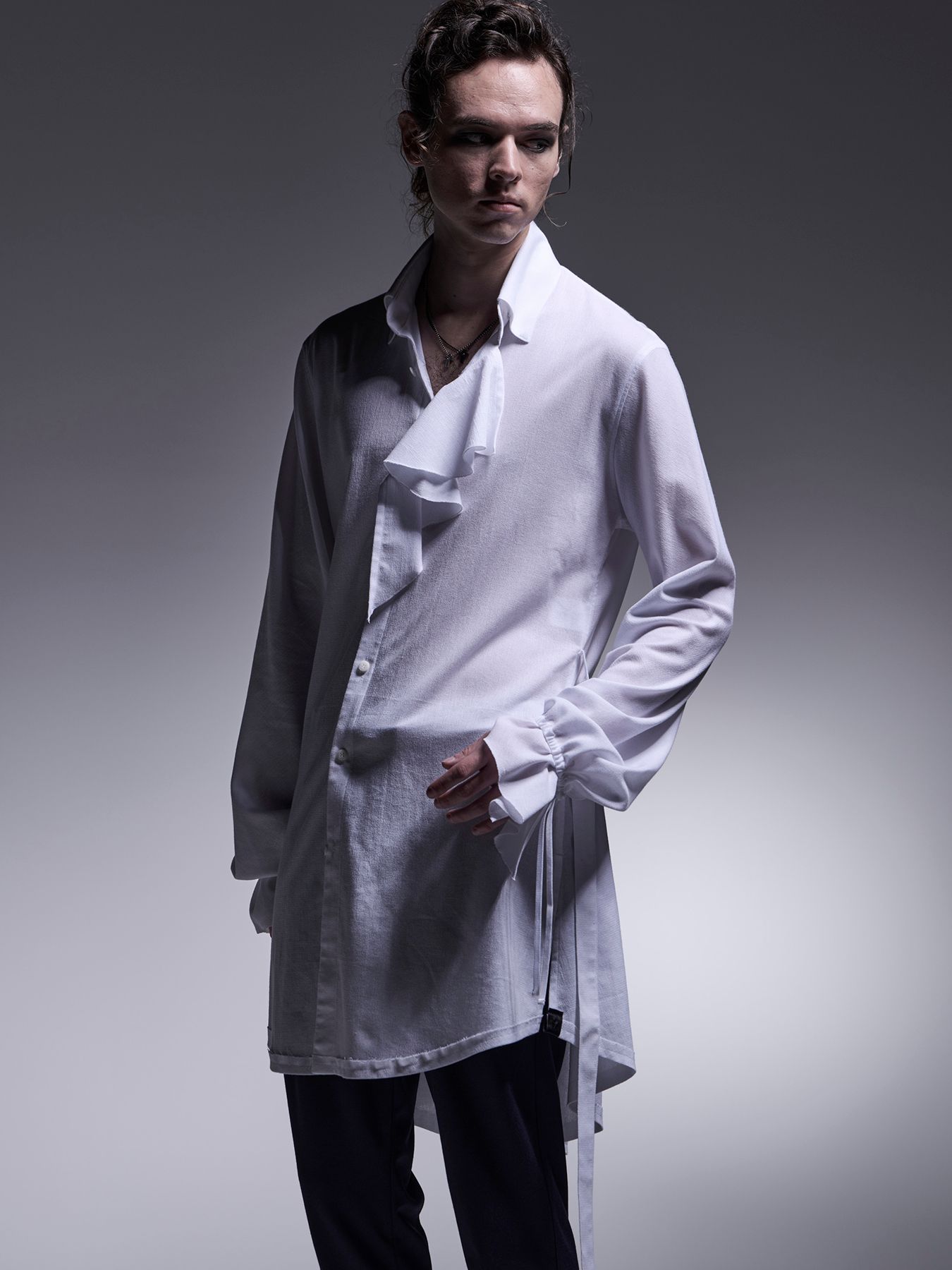【予約品 】Shirring Frill Shirt / シャーリングフリルシャツ / ホワイト