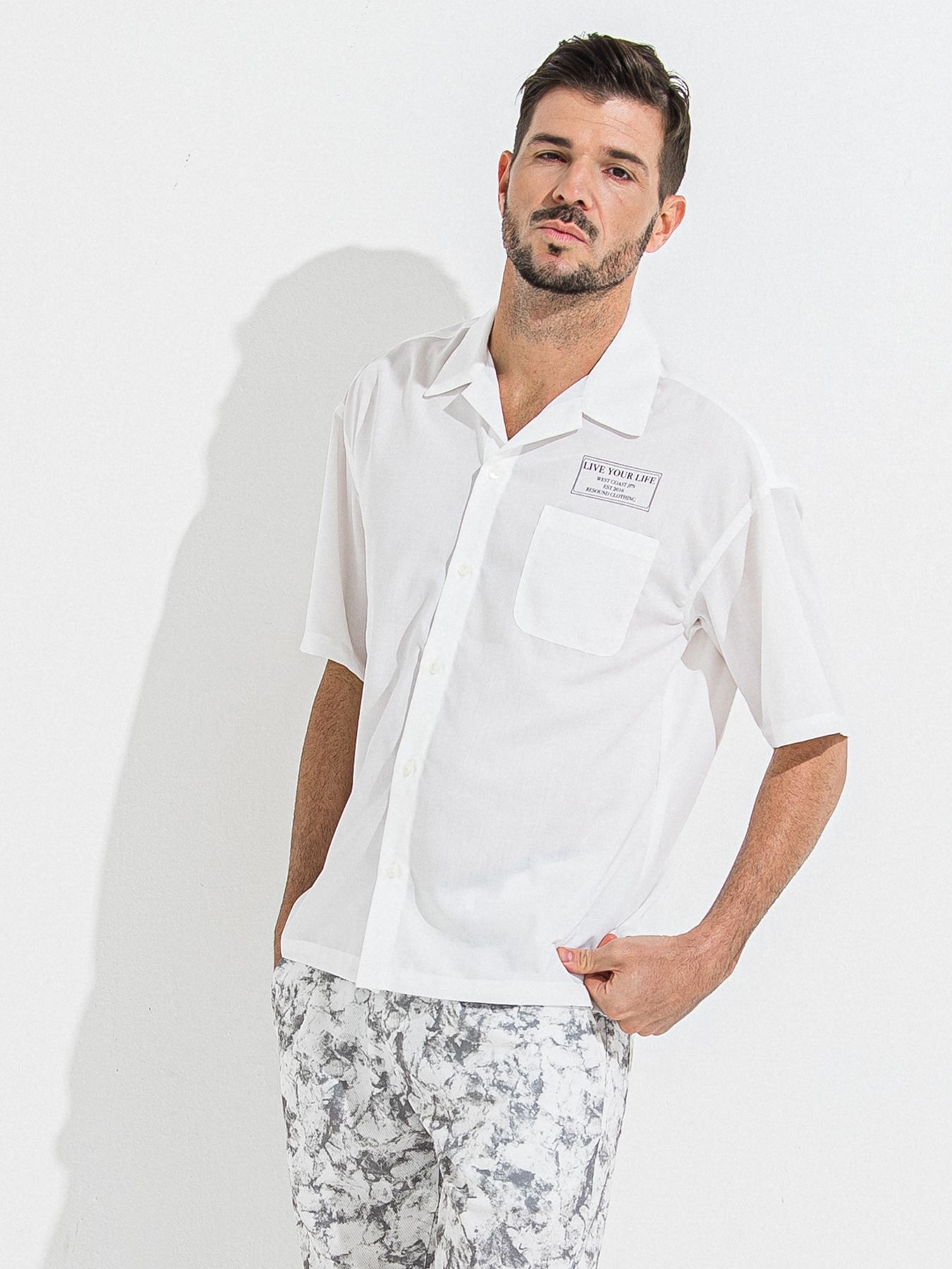 【予約品 】ZACK HALF SHIRT / ザックハーフスリーブシャツ / ホワイトプリント