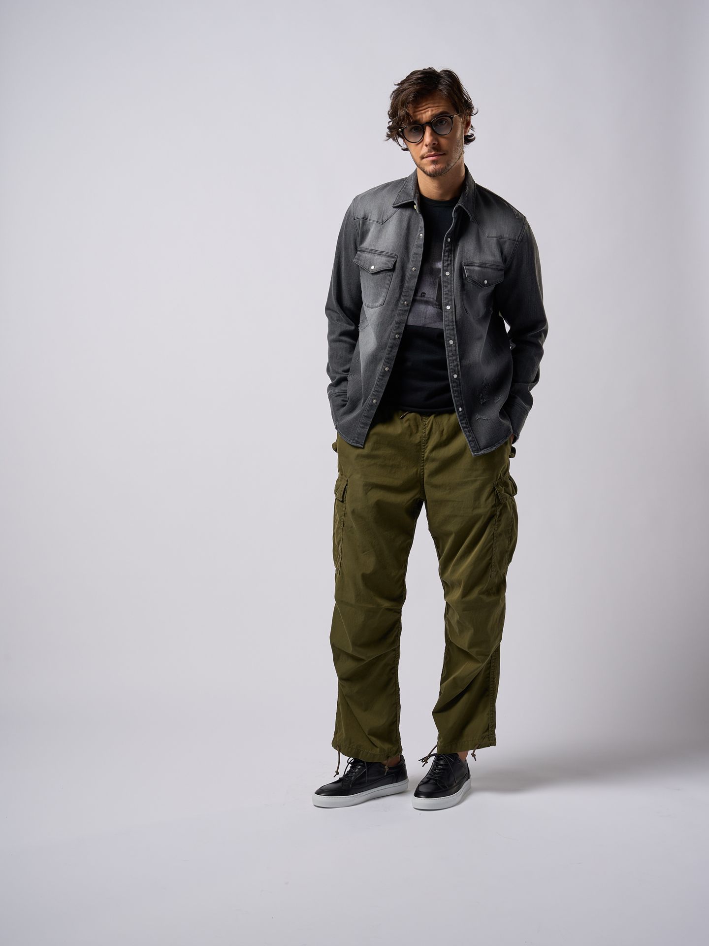 【予約品9月19日 10時締め】 light crash western shirt / ウエスタンシャツ / usedブラック
