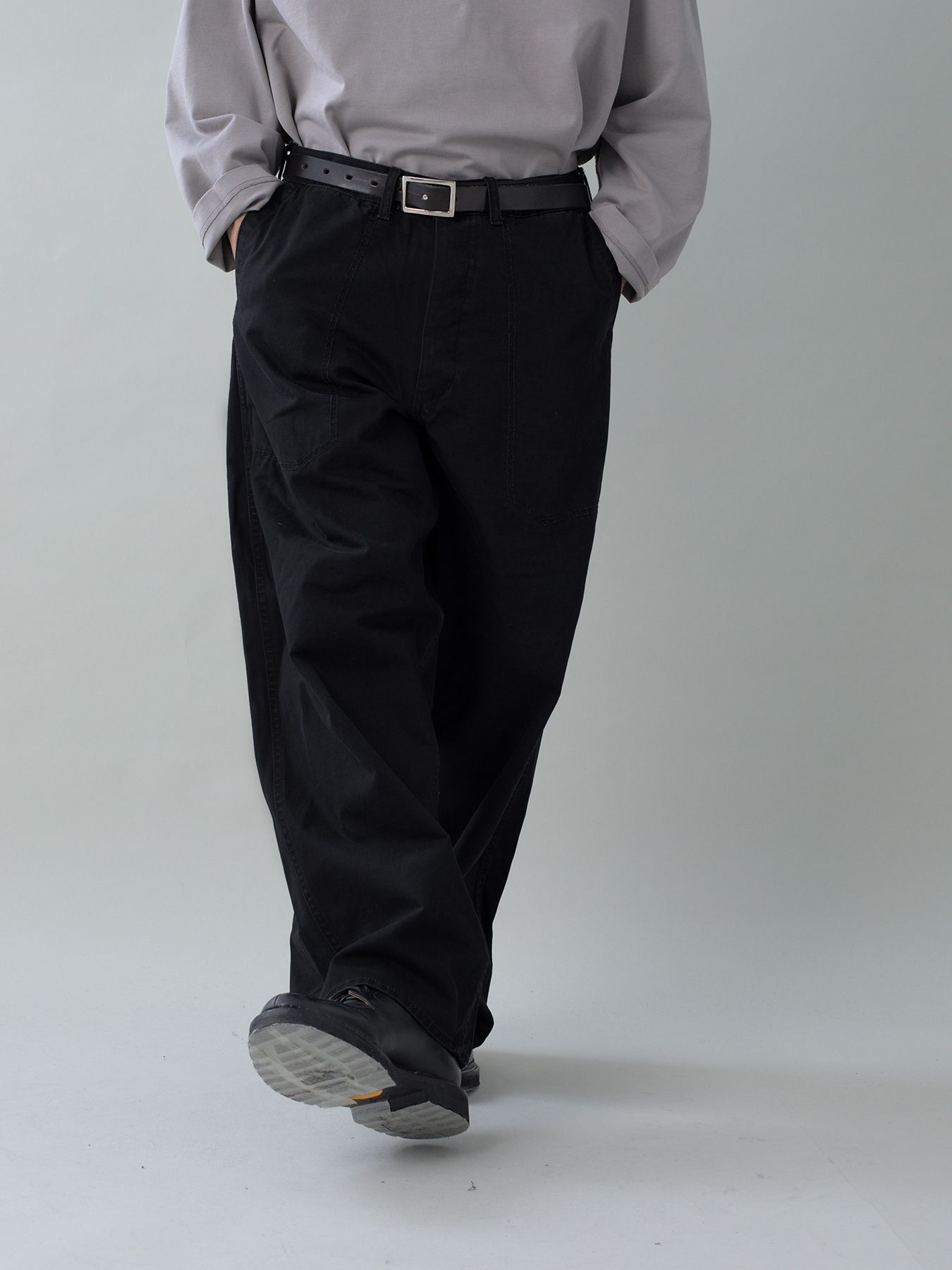 【予約品 5月6日(水) 締切】USN-MIRITARYHERRINGBONE / ミリタリーパンツ / ブラック