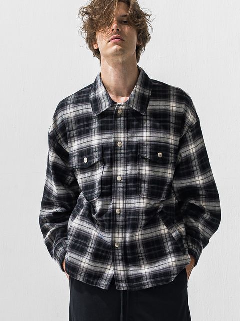 【予約品 9月6日(日) 締切】OLD SLUB CHECK JK / ヴィンテージ ネルジャケット / ブラック