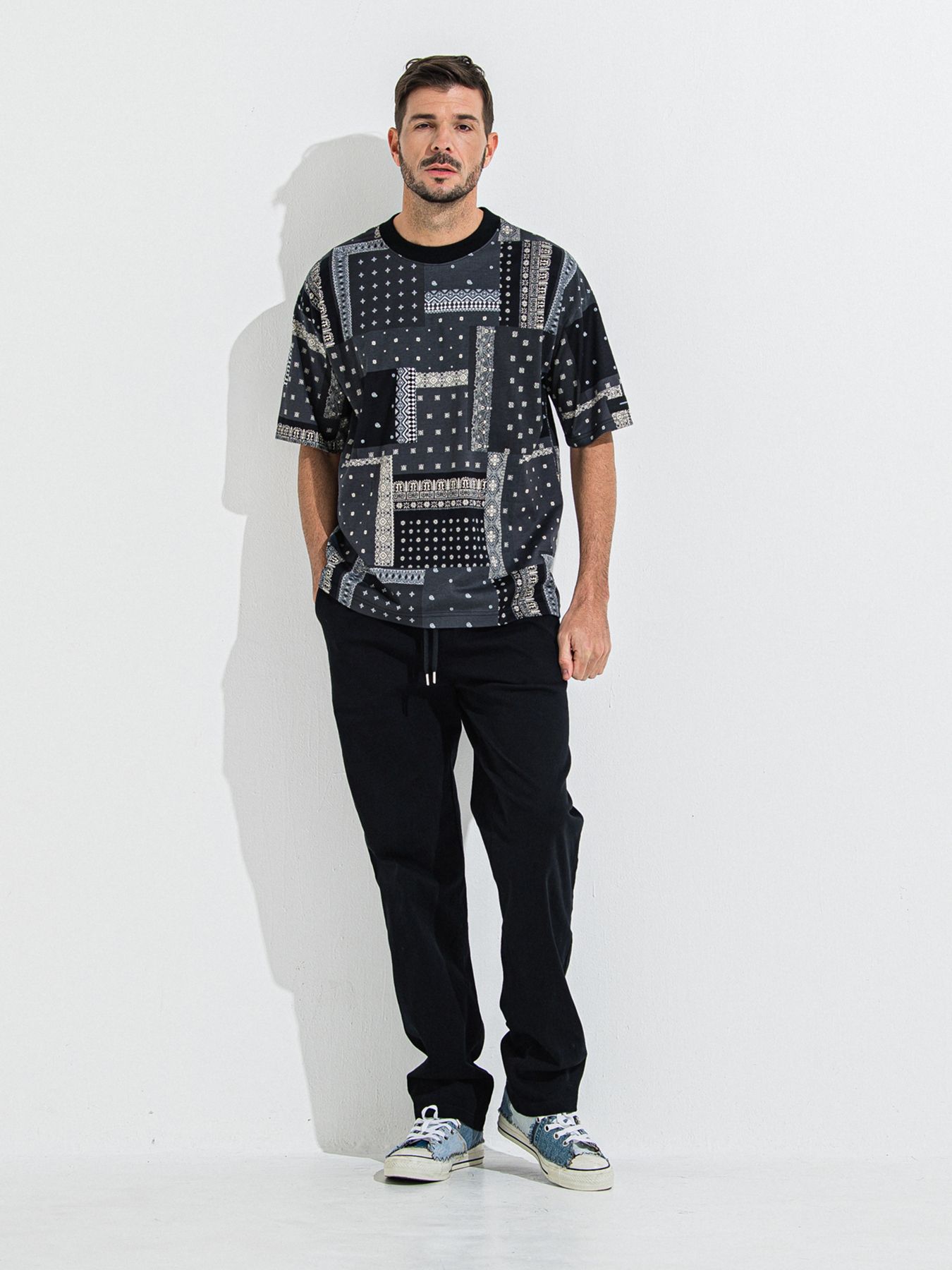 BANDANA OVER TEE / バンダナオーバーサイズTシャツ / ブラック