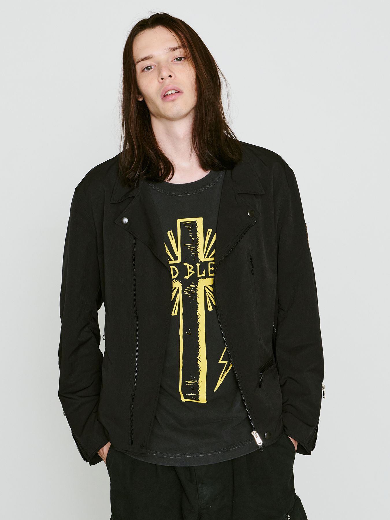 【予約品 8月10日(日) 締切 】CROSS PRINT S/S T / クロスプリント Tシャツ / ブラック×イエロー