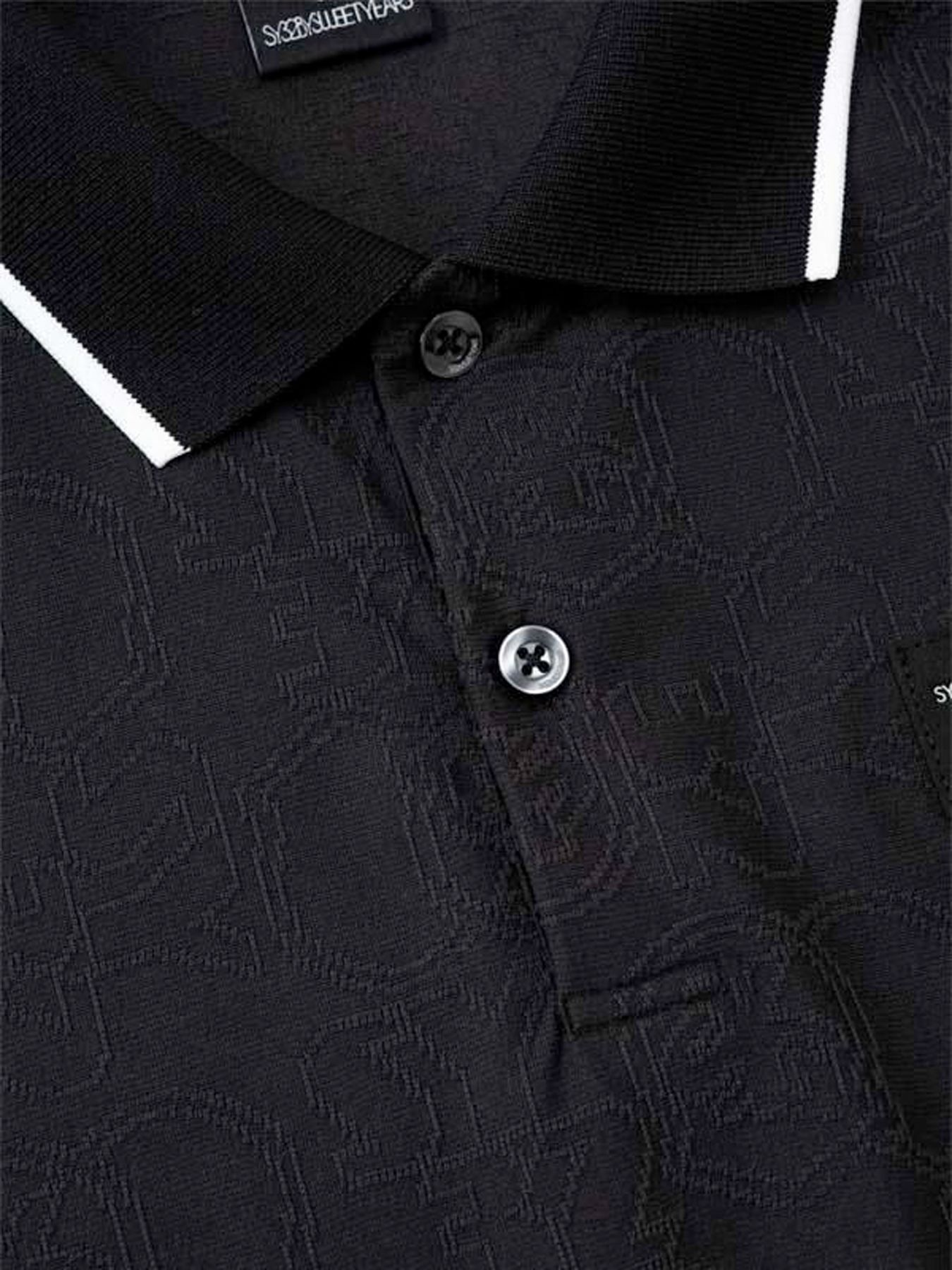 PIN JQ LINE POLO / ピンジャガード ライン ポロシャツ / ブラック【SY32 by SWEET YEARS GOLF】