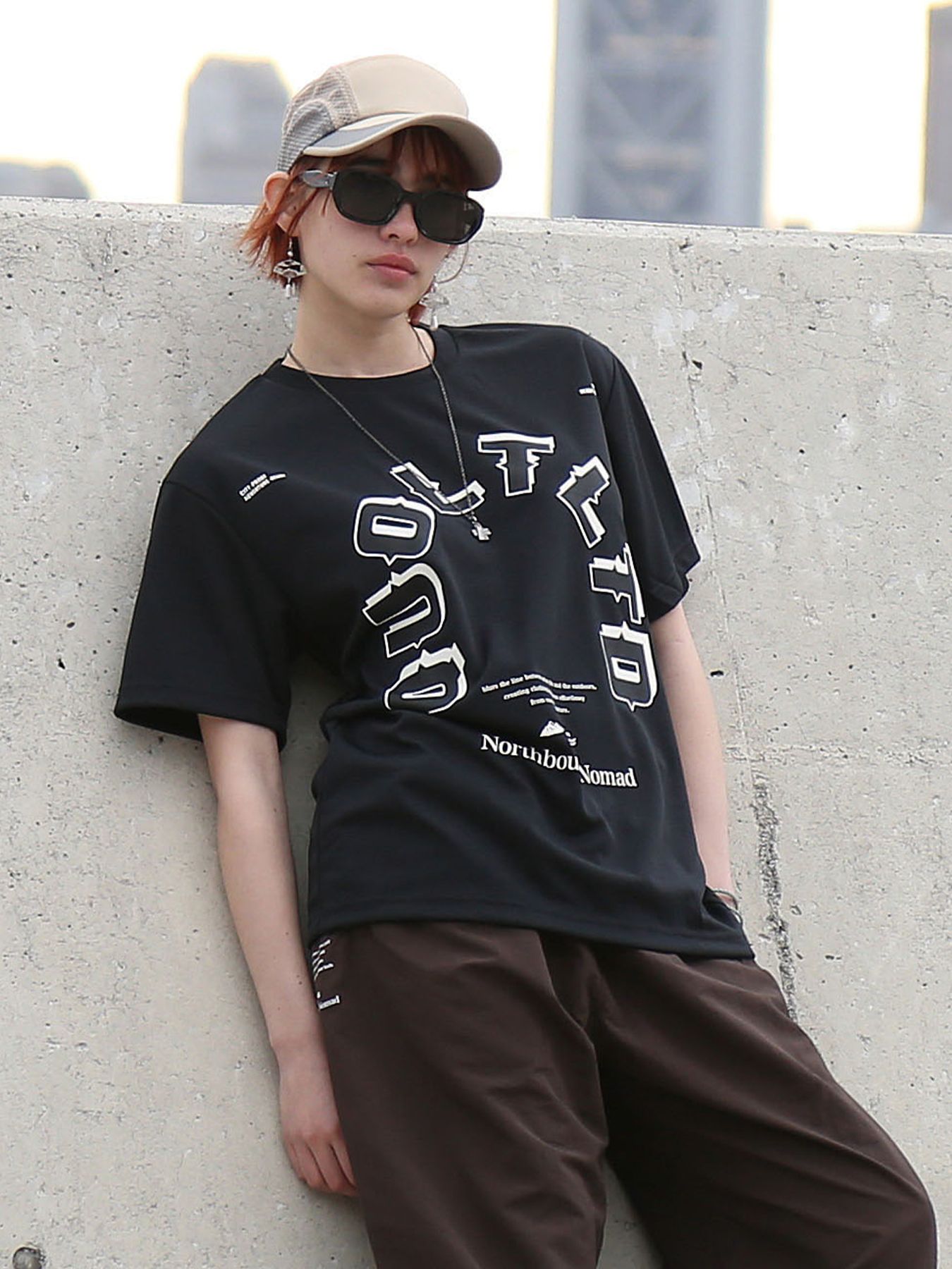 DRY TEE / ロゴプリント ドライメッシュTシャツ / ブラック【QUOLT】