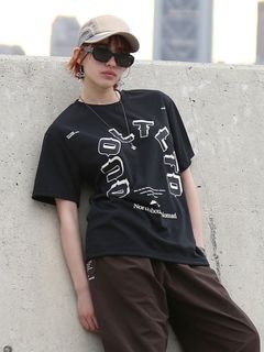 DRY TEE / ロゴプリント ドライメッシュTシャツ / ブラック【QUOLT】