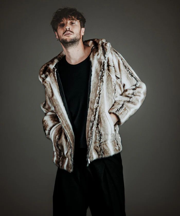 フェイクファーBIGフーデッドBLZ BEIGEベージュ【NO ID.】