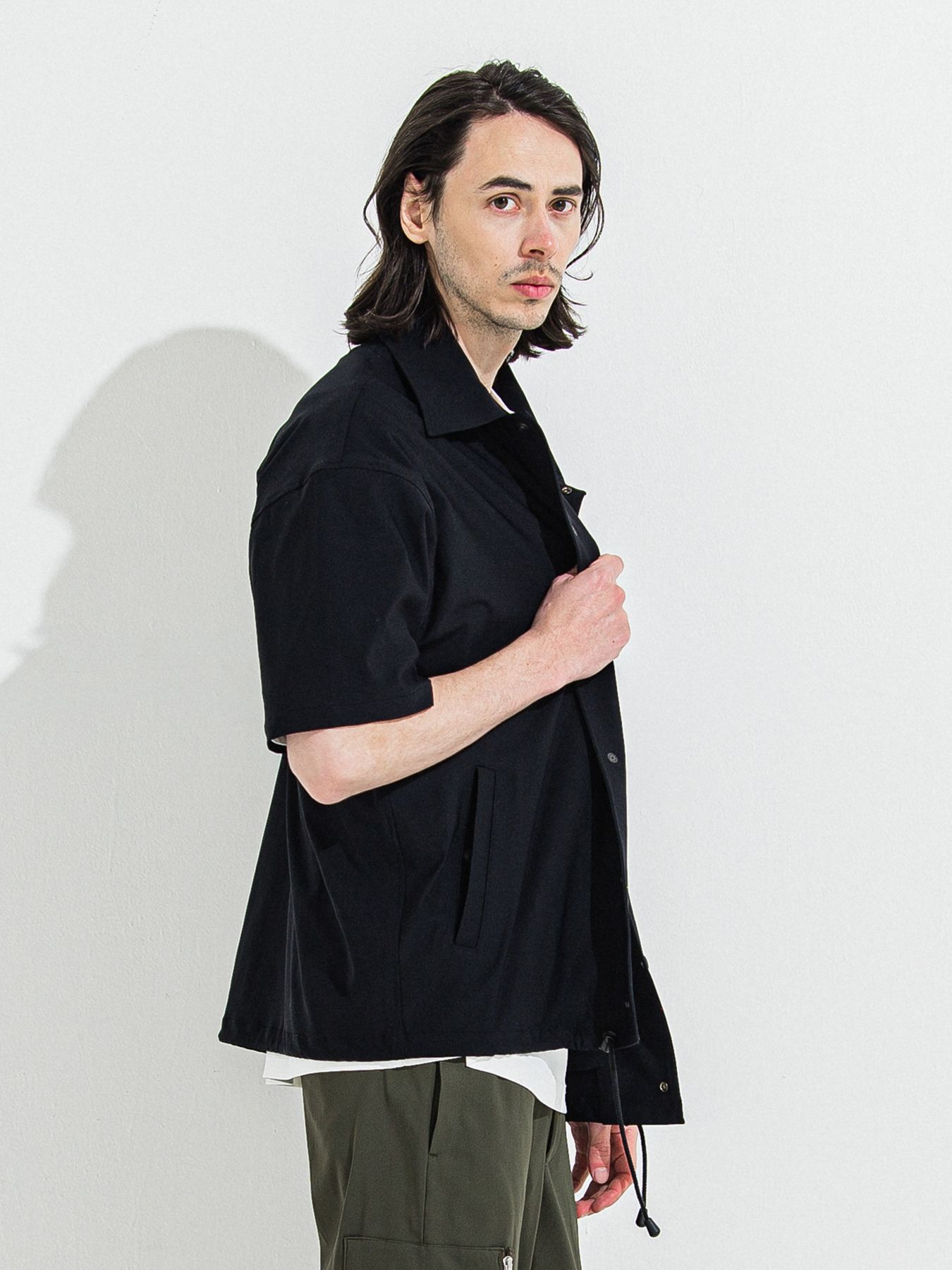 【予約品】NYLON HALF COACH JACKET / ナイロンハーフコーチジャケット / ブラック