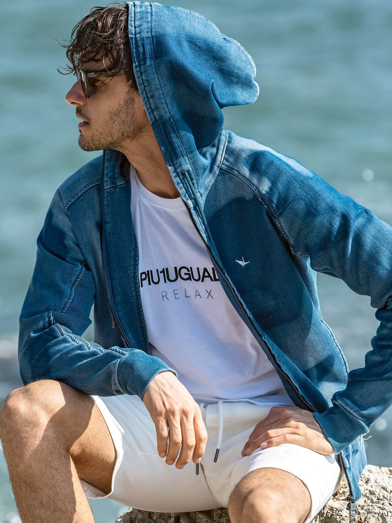 カモ柄ジョグデニムパーカー / インディゴ