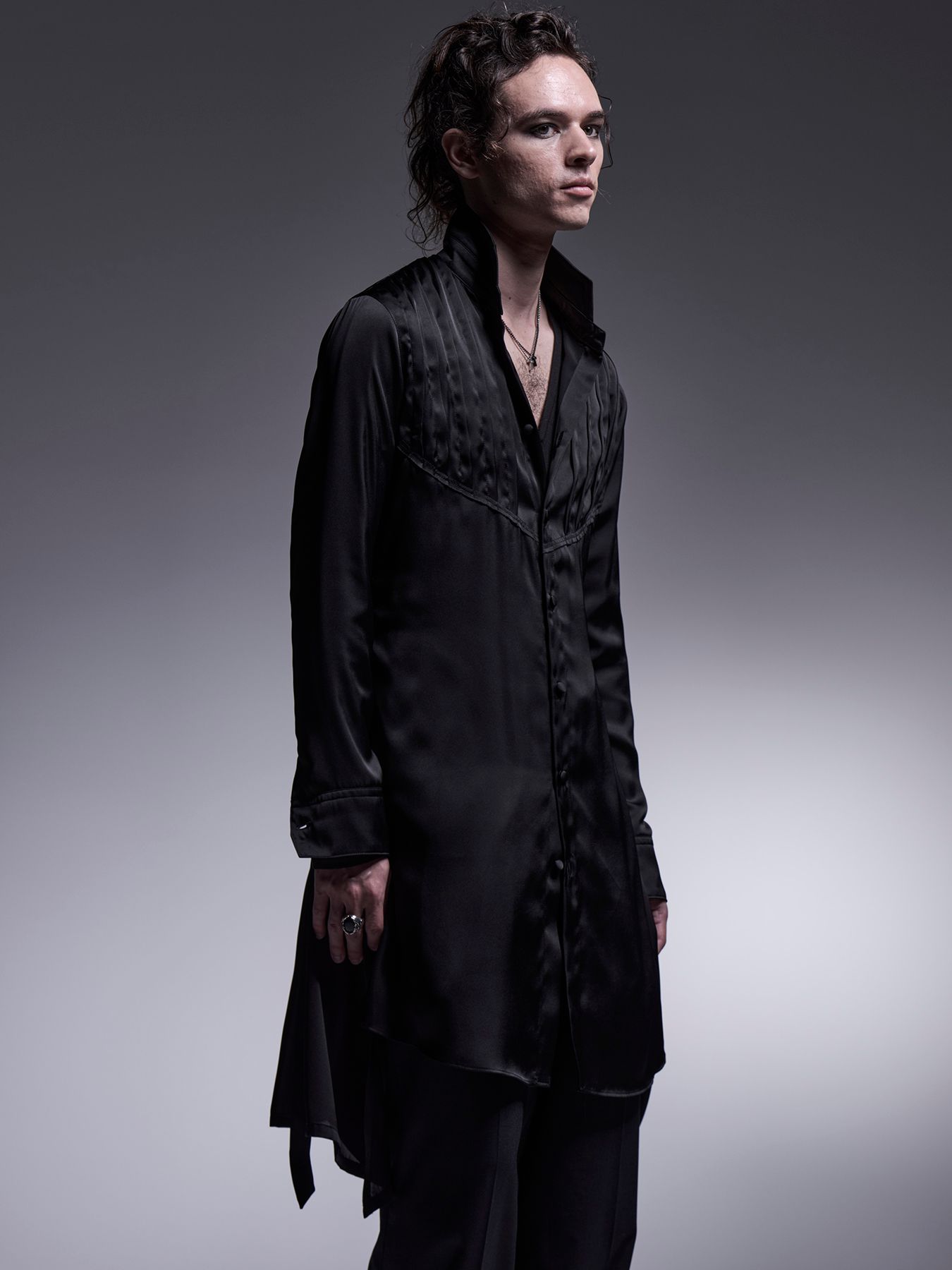 【予約品 7月13日(日) 締切】Pin Tuck Flare Shirt / ピンタックフレアシャツ / ブラック