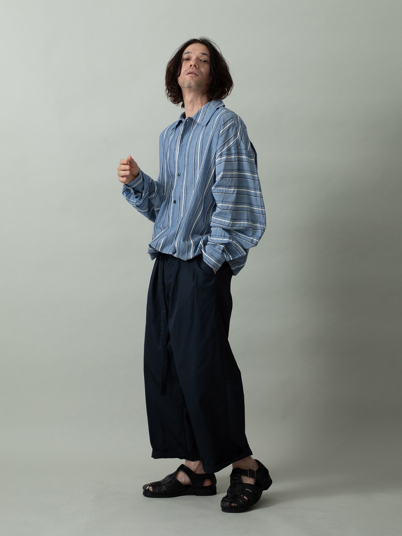 【予約品 2月1日(日) 締切】BORDERPULLOVER / オーバーサイズ プルオーバーシャツ / サックス