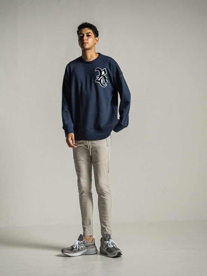 RC chenille velours fleece drop trainer  / ルーズトレーナー / ネイビー