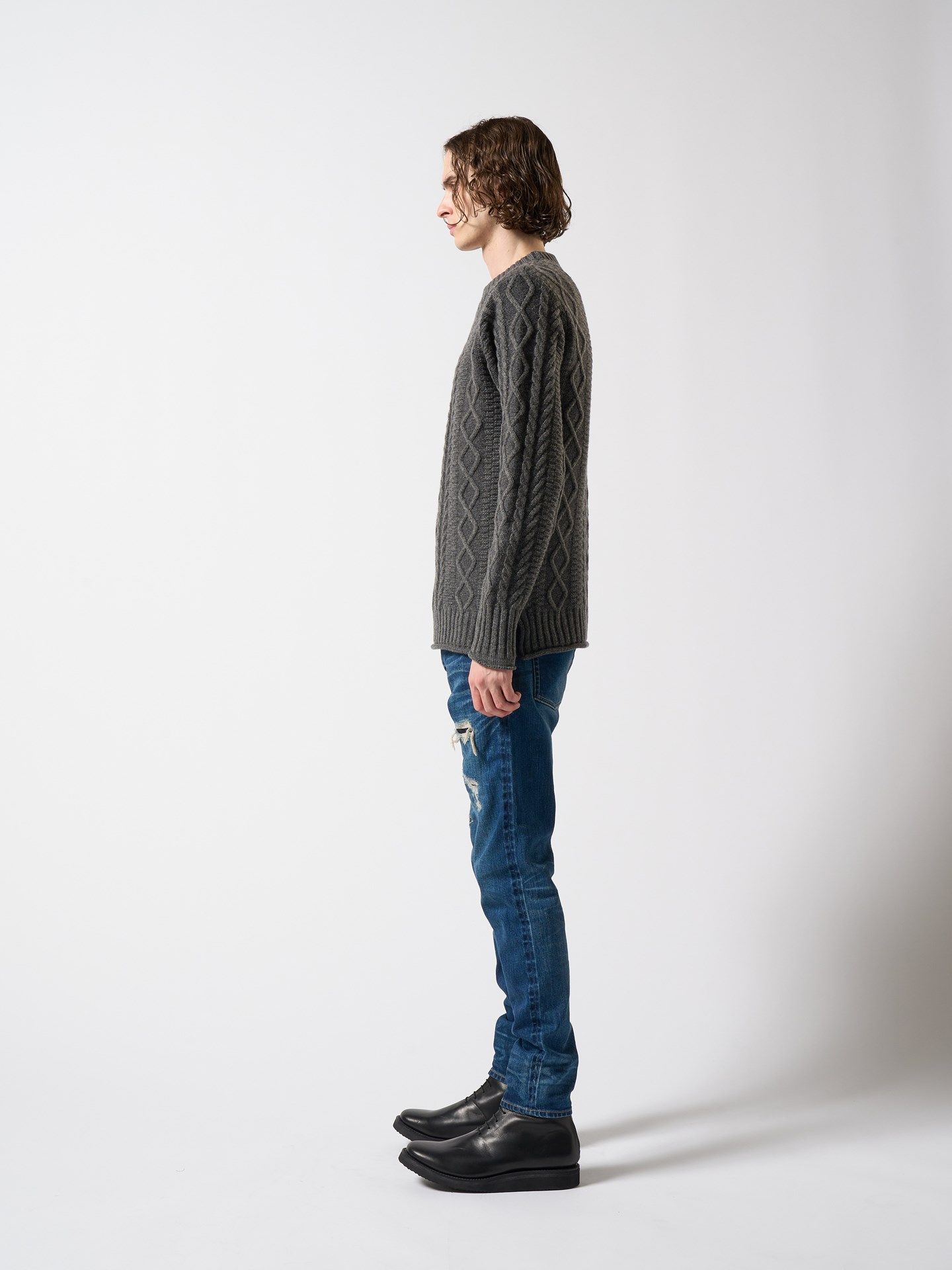 plating cable knit turtle / プルオーバー / グレー