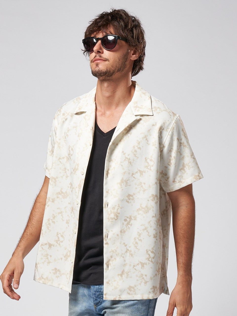 《予約品》 patterned s/s shirt / ハワイアンシャツ / ライトイエロー