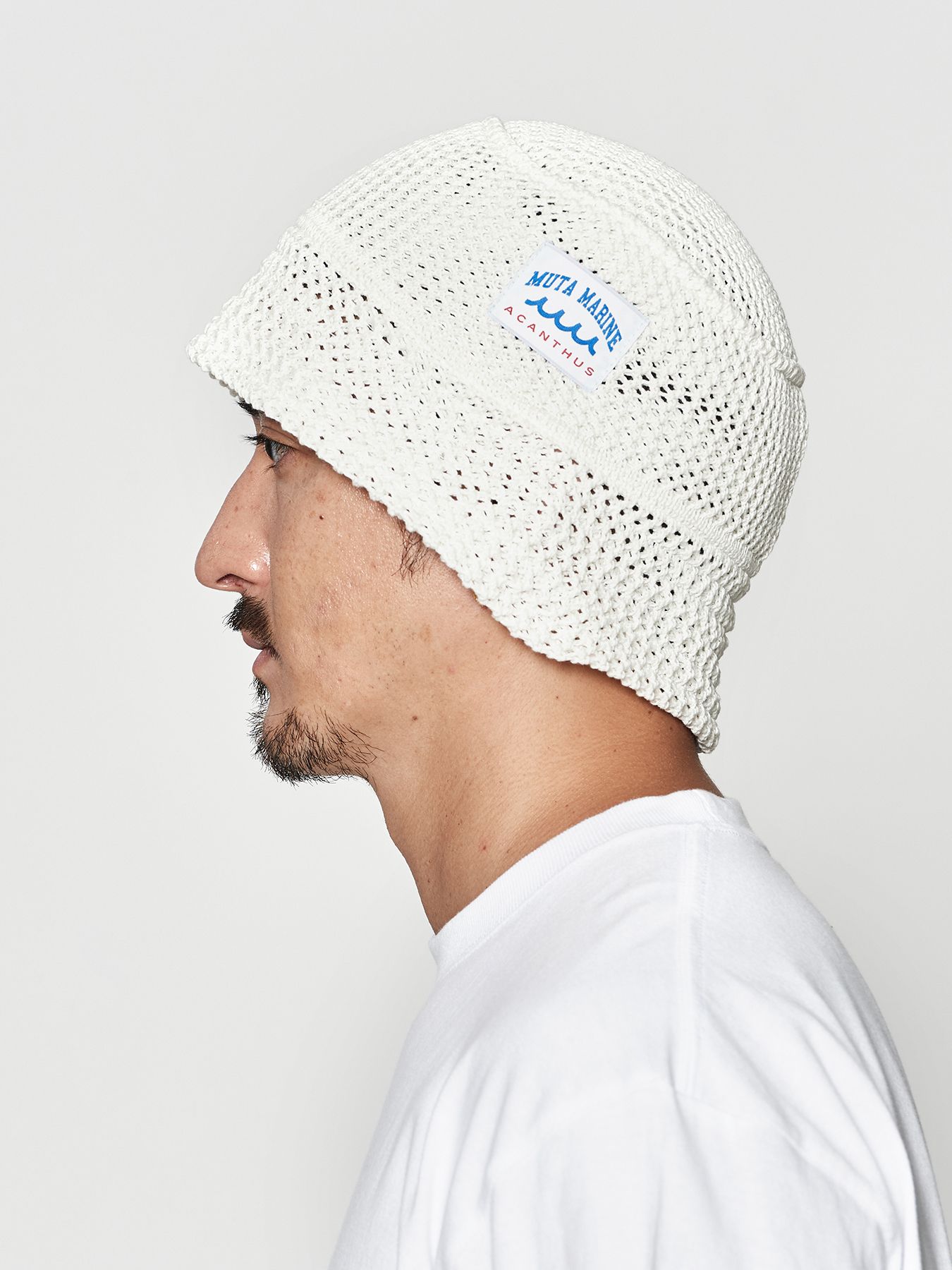 【予約品 10月9日(木) 締切】muta Mesh Knit Bucket Hat / ニットバケットハット / ホワイト【Acanthus × muta MARINE】