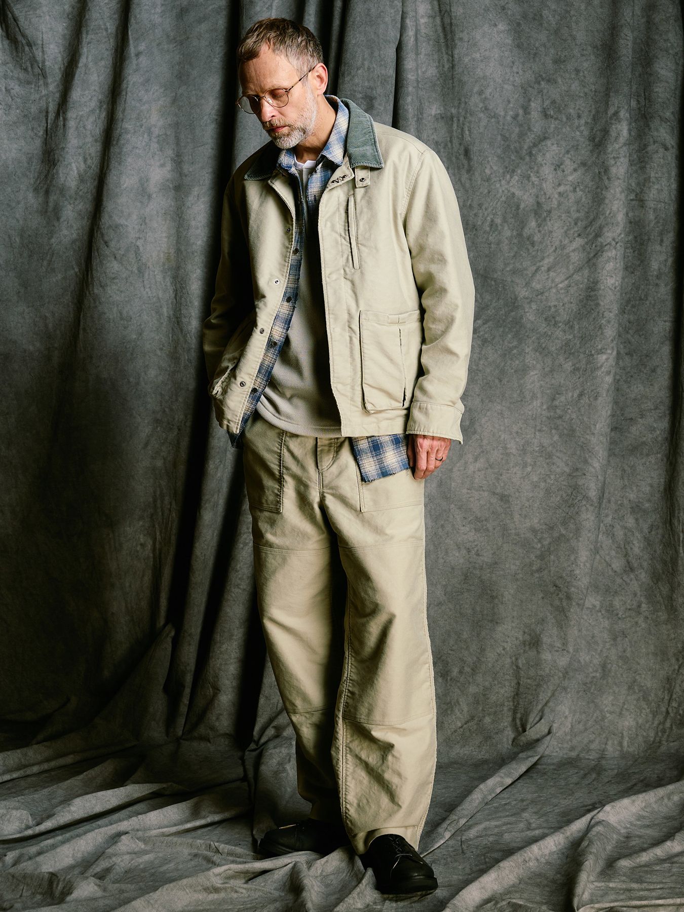 【予約品 4月19日(日) 18時締切】heavy moleskin short coverall jacket / ヘビーモールスキン ショートカバーオールジャケット / ライトカーキ