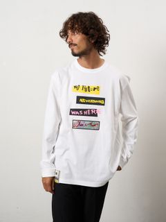 【予約品 10月16日(木) 締切】5.6ozコットン天竺 タイトルボックスシークイン LSシャツ / ホワイト