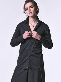 《予約品》 StandCollarSideRibShirt / スタンドカラーサイドリブシャツ / ブラック