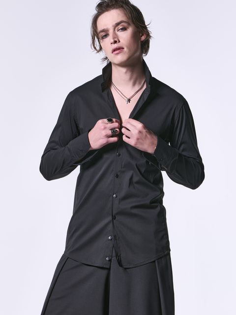 《予約品》 StandCollarSideRibShirt / スタンドカラーサイドリブシャツ / ブラック