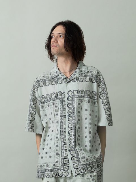 【予約品 】VINTAGEBANDANA SHIRTS / ヴィンテージバンダナ柄 半袖シャツ / アイボリー