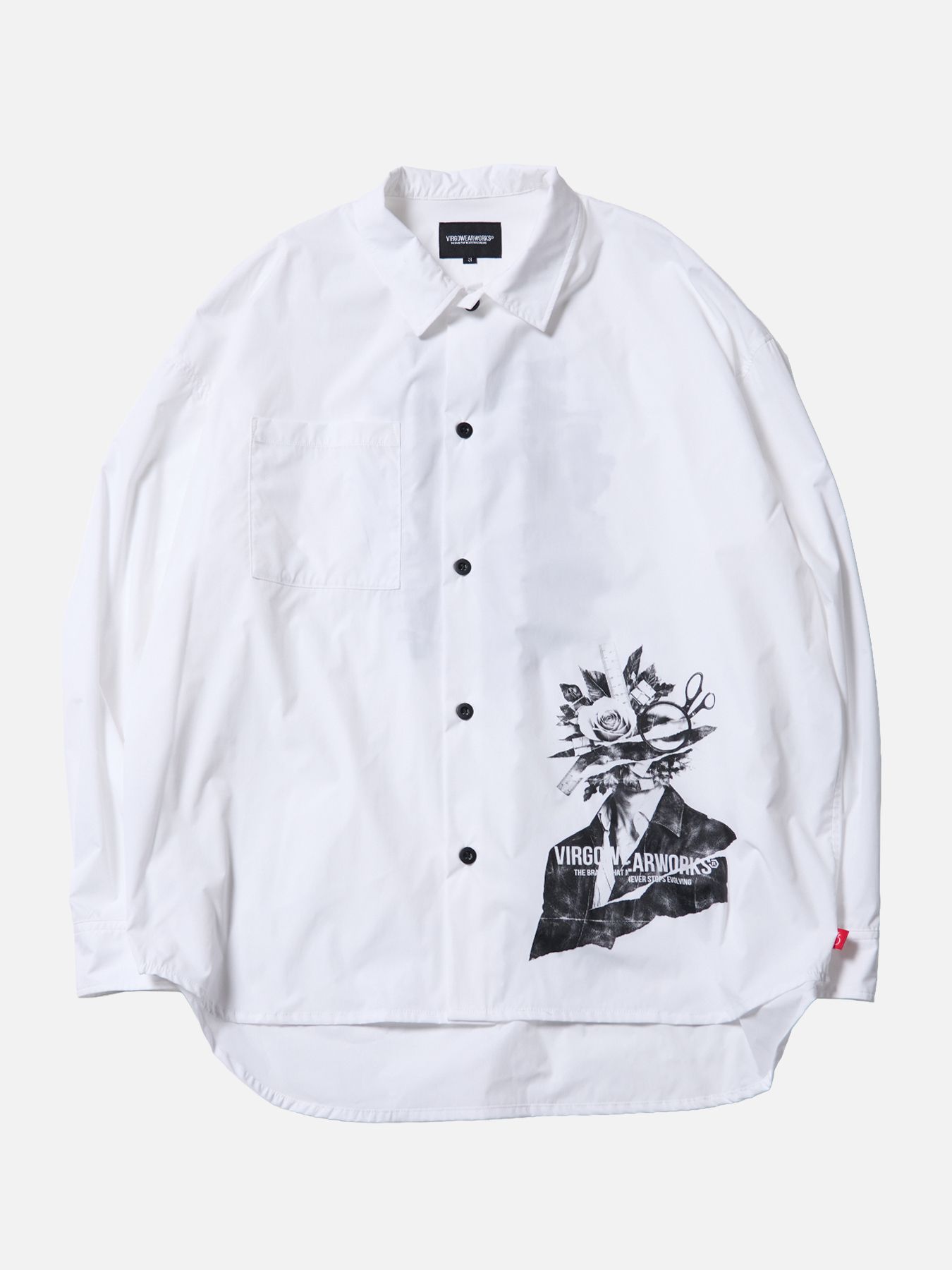 COLLISION SHIRT / プリント ワイドシルエットシャツ / WHITE