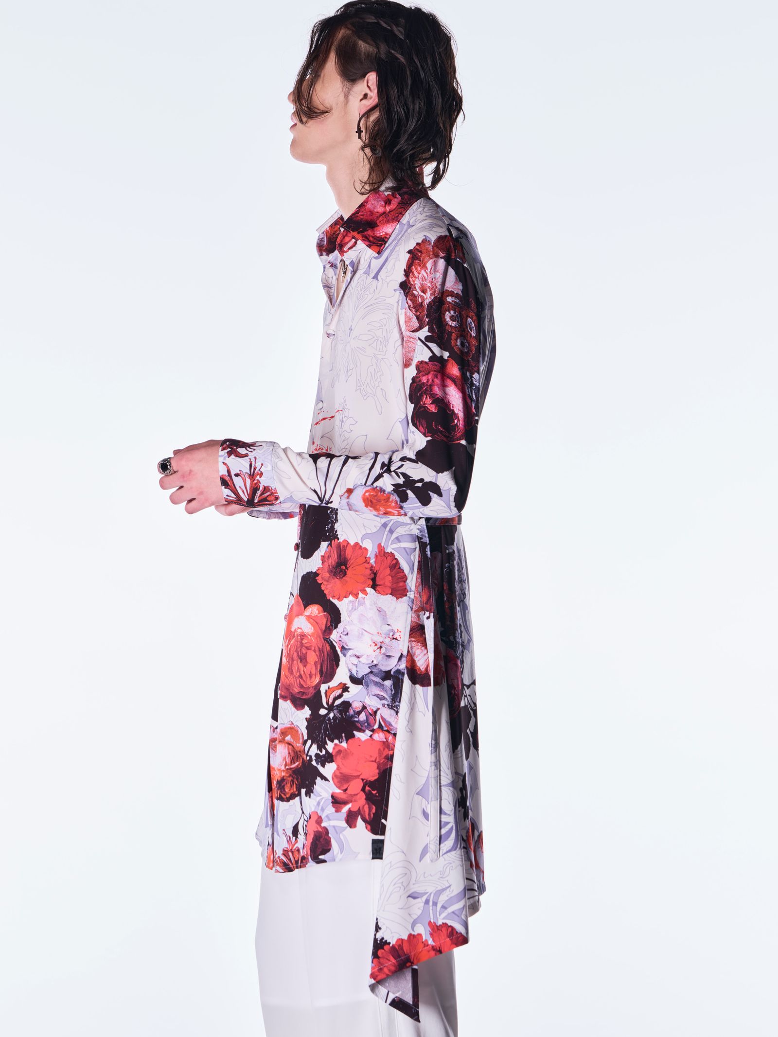 【予約品 6月29日(月) 締切】Goth Flora Flare Shirt / フレアシャツ / ホワイト