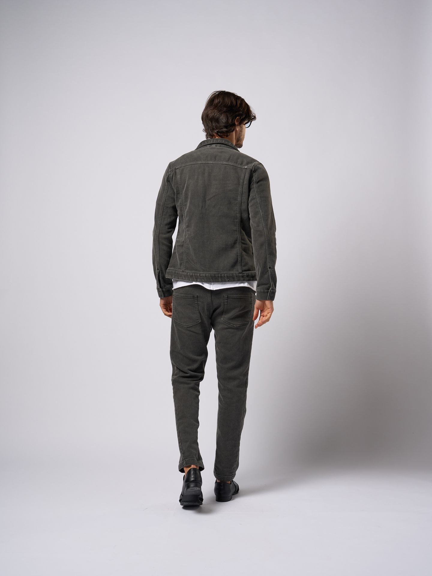 【予約品9月19日 10時締め】 denim jersey zip blouson / ブルゾン / usedブラック