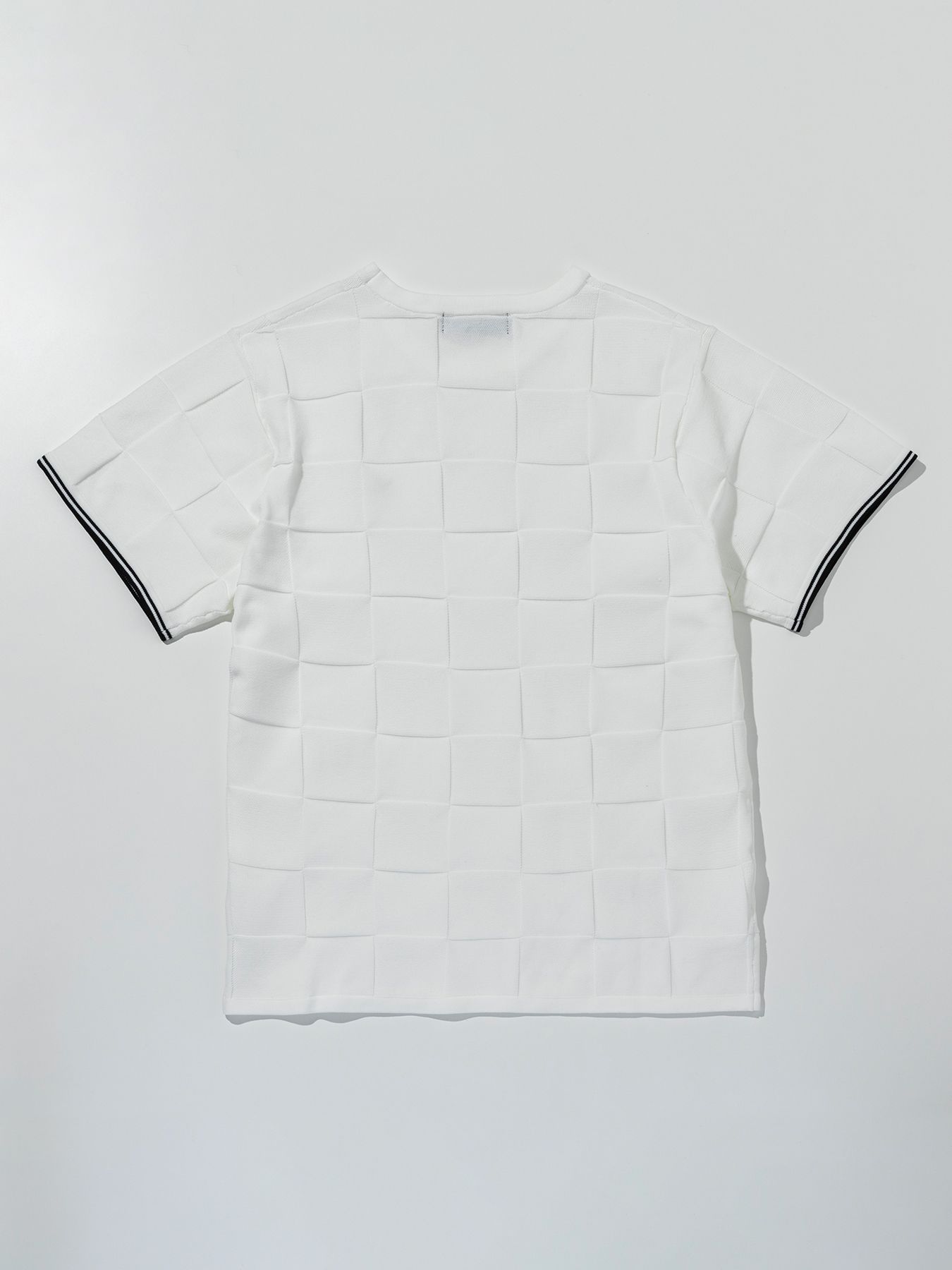 ブロックニット半袖Tシャツ / ホワイト