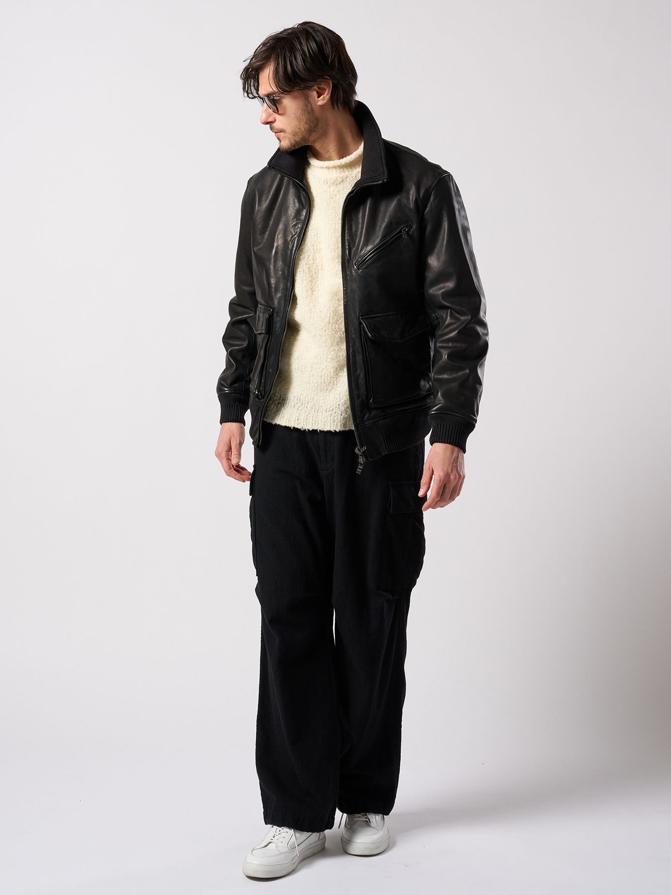 【予約品 4月19日(日) 18時締切】fancy yarn crew-neck knit / クルーネックニット / ホワイト