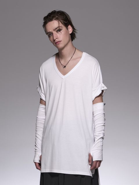 《予約品6/17締め》 Flare V-Neck T-Shirt / フレアVネックTシャツ / ホワイト