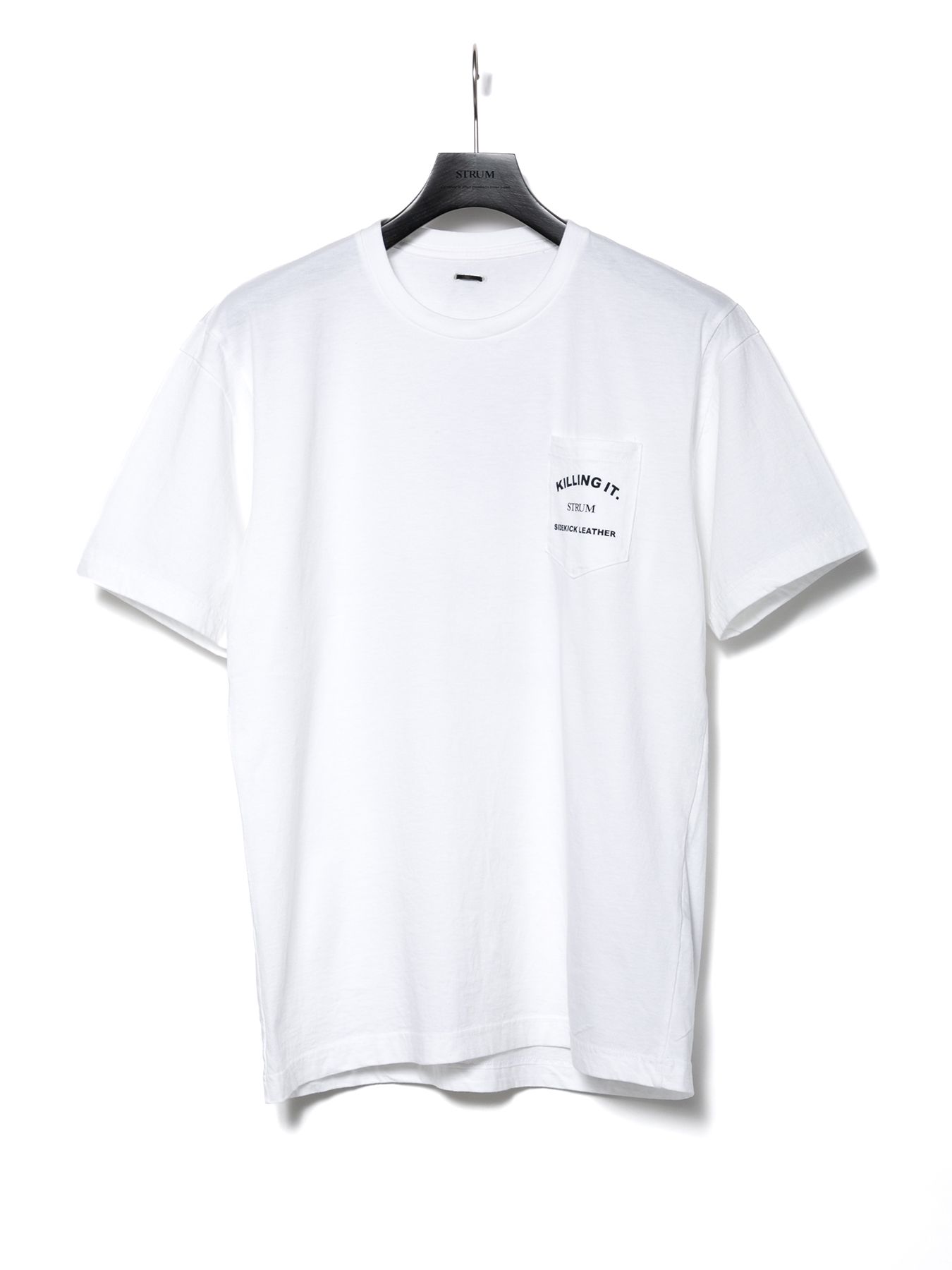 【予約品 10月12日(日) 締切】Natural Soft Cotton Chest Pocket Printed Crew Neck T-shirt / 30/-ナチュラルソフト天竺 胸ポケット クルーネック プリントTシャツ / ホワイト