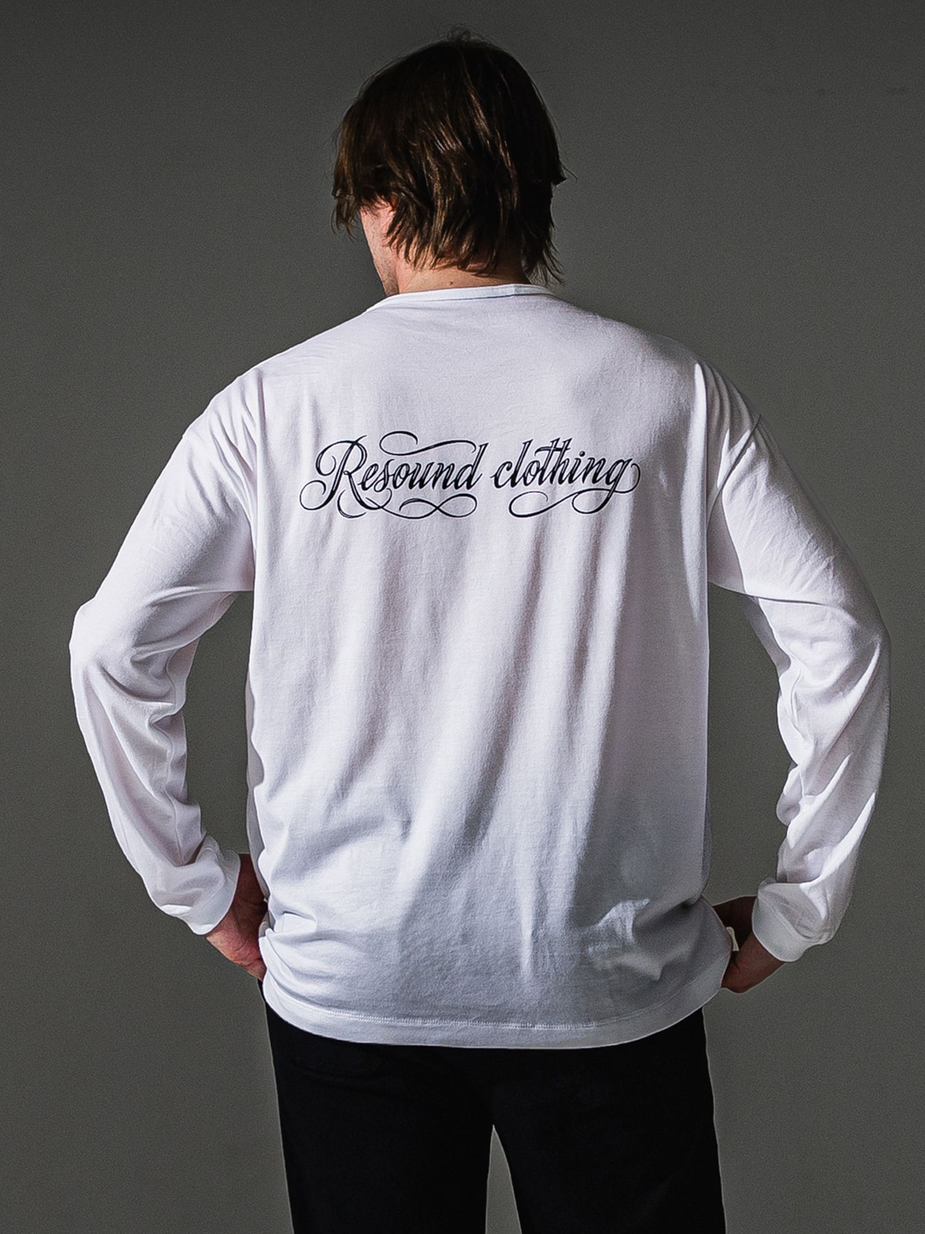 【予約品】PIN ST RC over longsleave Tee / ピンストライプロゴ オーバーサイズ ロングスリーブ Tシャツ / ホワイト
