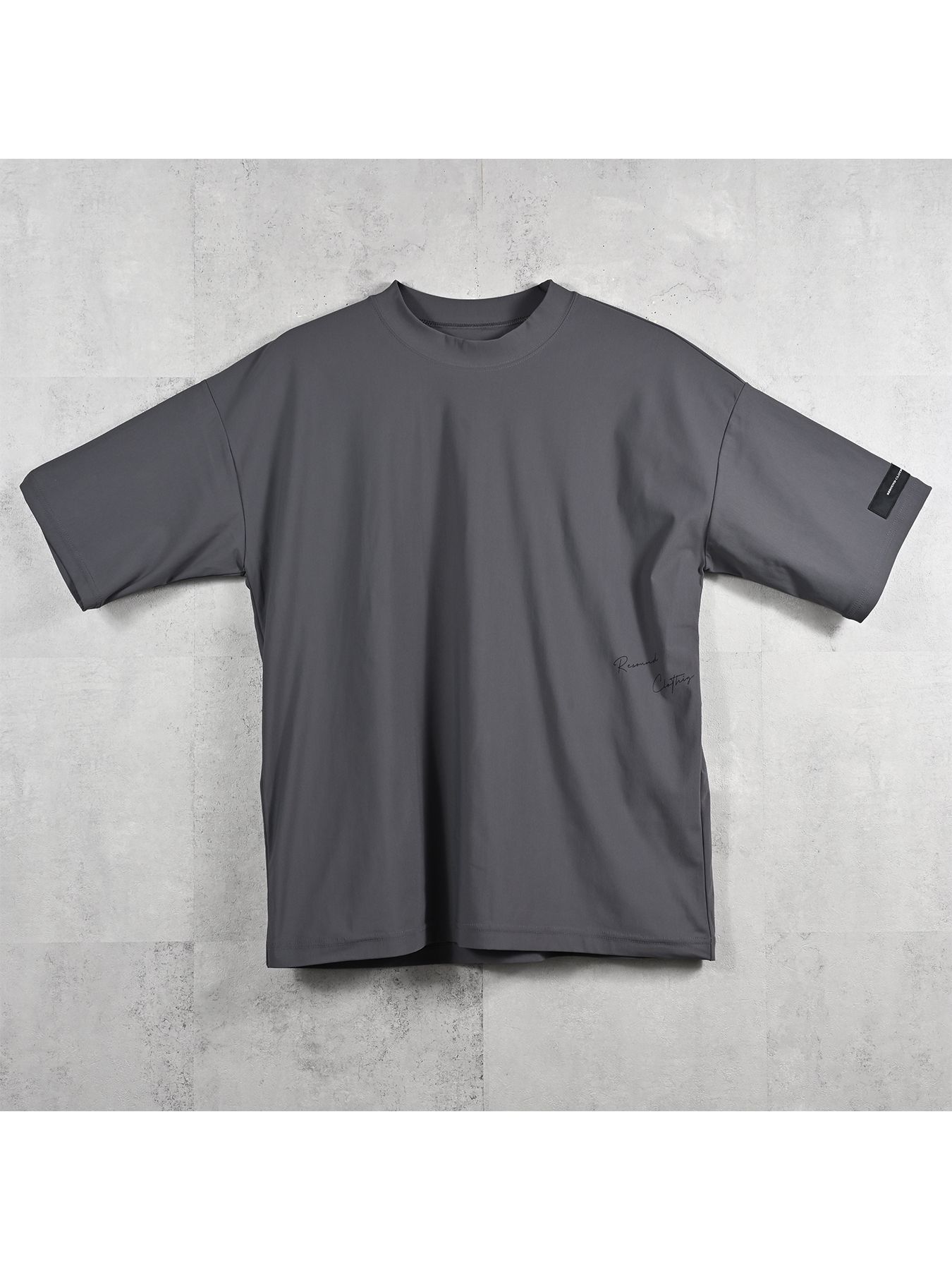 【予約品 11月16日(日) 締切】SIDE RC OVER T / サイドロゴプリント オーバーサイズ ナイロンTシャツ / グレー