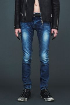 《予約品》 12.5oz オーガニックコットン ストレッチデニム SKINNY JOHN スキニー ユーズド加工 / INDIGO 【STRUM】 10月入荷予定