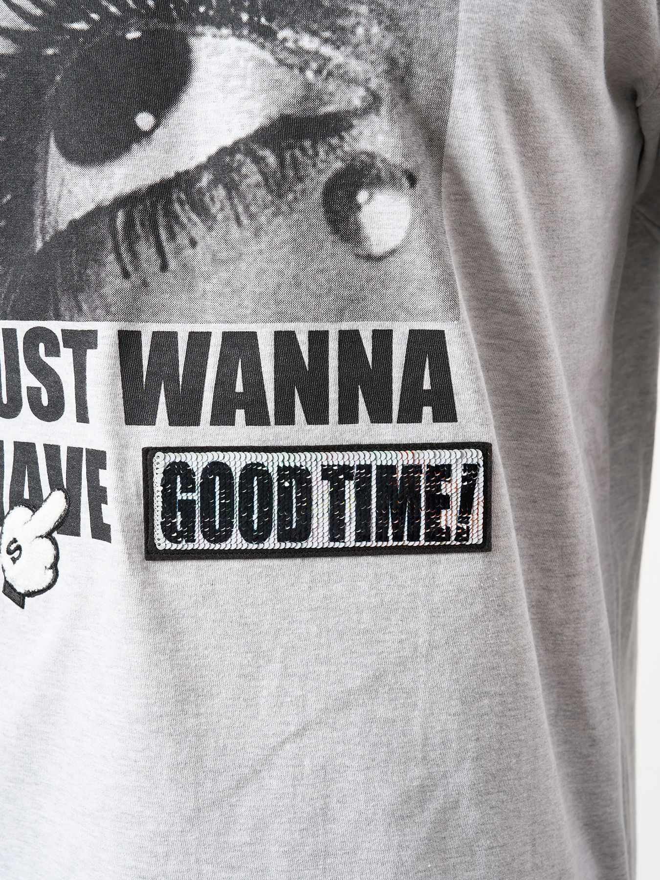 【予約品 5月8日(木) AM10時 締切】 5.6ozコットン天竺JUST WANNA HAVE FUNSシークイン LS Tシャツ / アッシュ