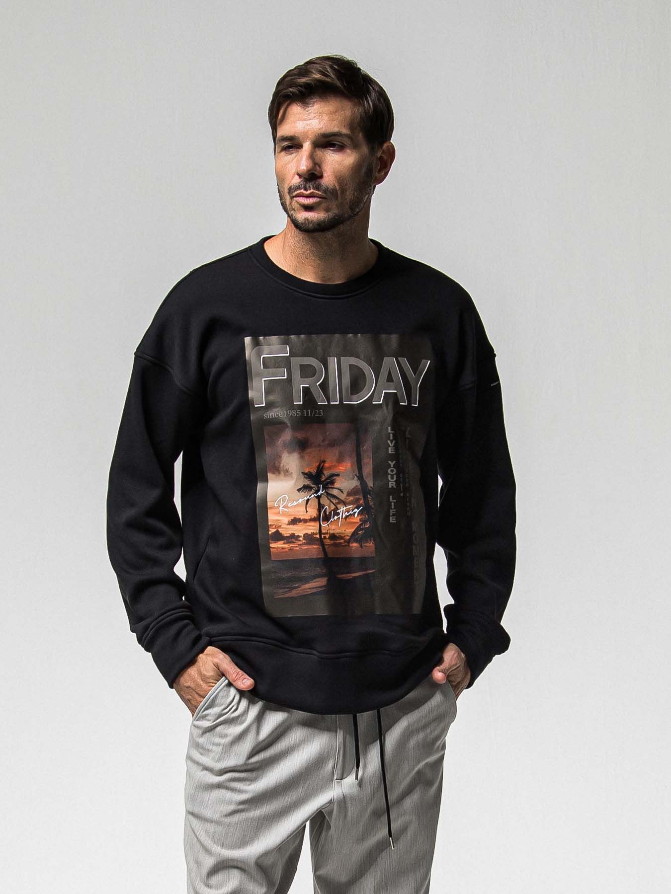 【予約品 8月31日(日) 締切】FRIDAY OLD COVER VEROURS FLEECE TRAINER / FRIDAYコラボ オールドカバー ベロアフリース トレーナー / ブラック