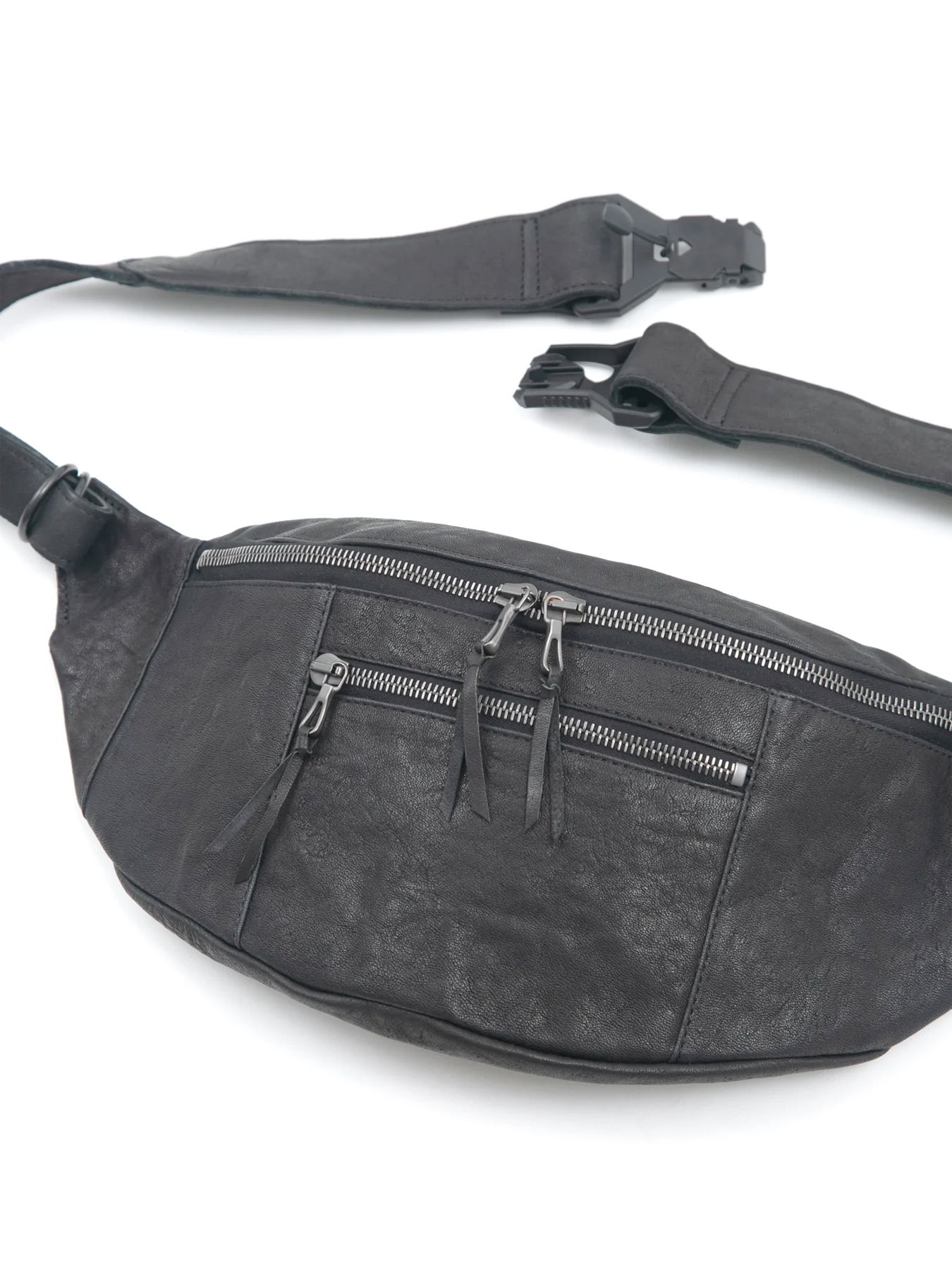 【予約品 10月12日(日) 締切】Pit Vegetable Full Tanned Shrunken Horsehide Body Bag / フルタンニン ピット鞣し シュリンク ホース ハイド ボディー バッグ / HIGH THROTTLE / ブラック×ブラック